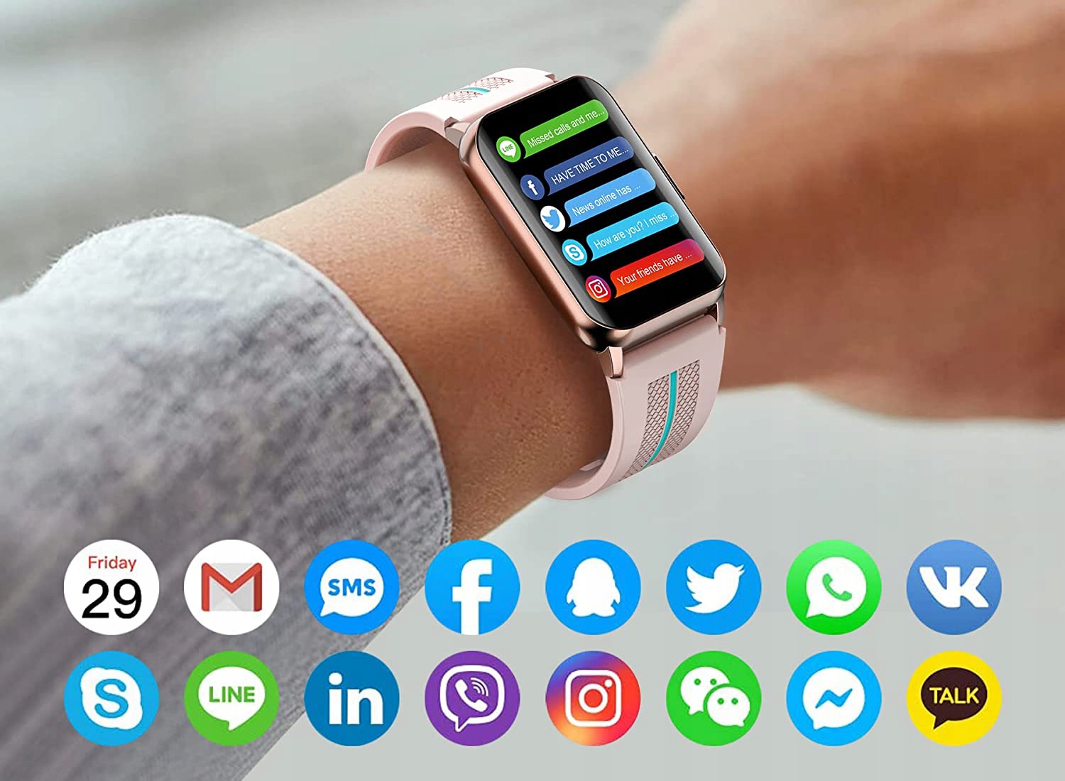 SMARTWATCH DLA KOBIET KOMPATYBILNY Z IOS 10/ ANDROIDEM 5.0 IP68 WODOODPORNY Model Smart Watch
