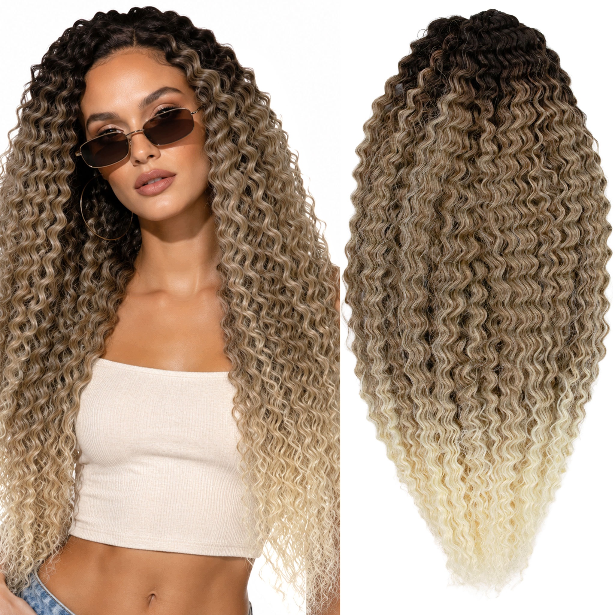 Włosy syntetyczne Afroloki Matilda drobne fale 50cm 300g ombre z odrostem