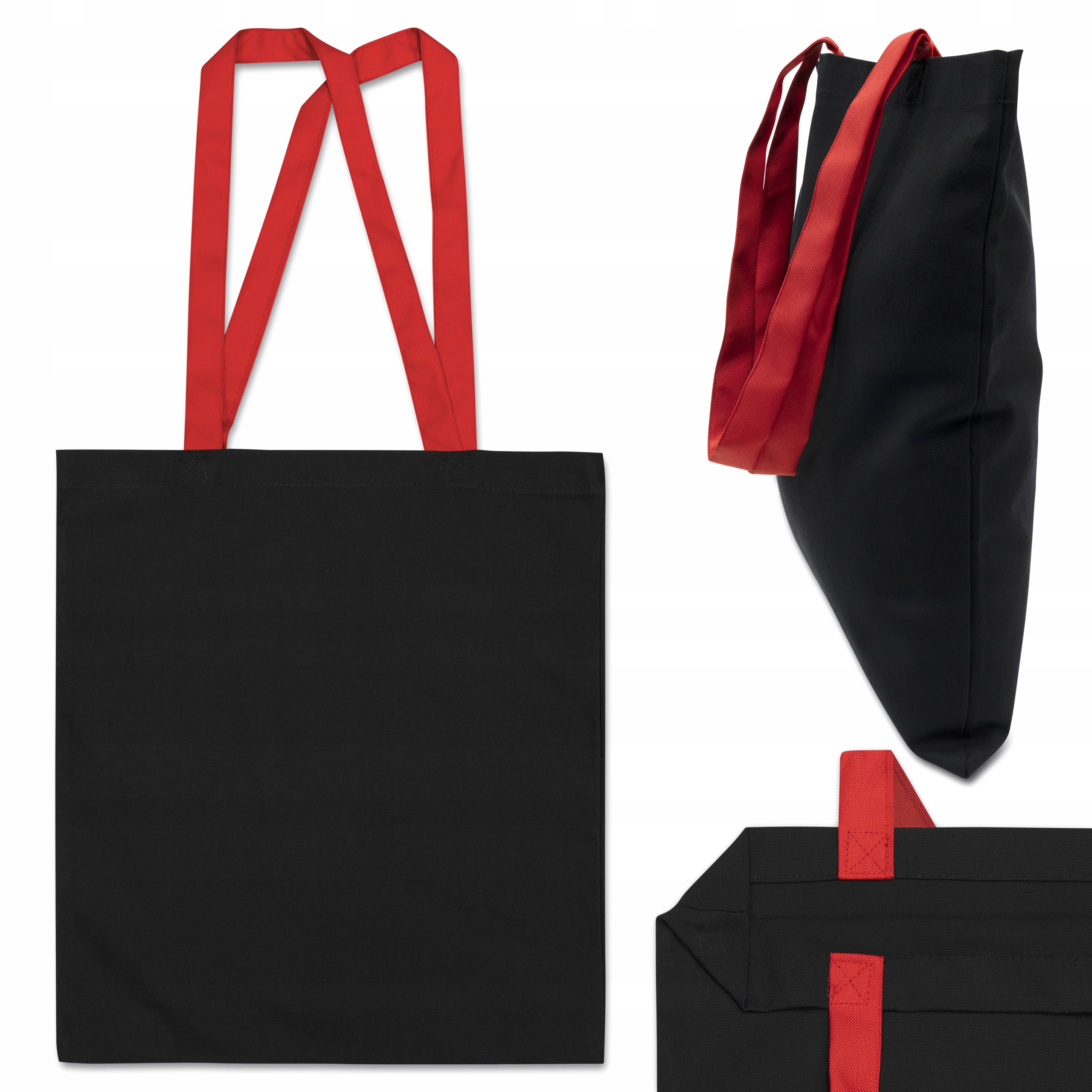 

Torba Bawełniana Zakupowa Czarna ucho Poliestrowe