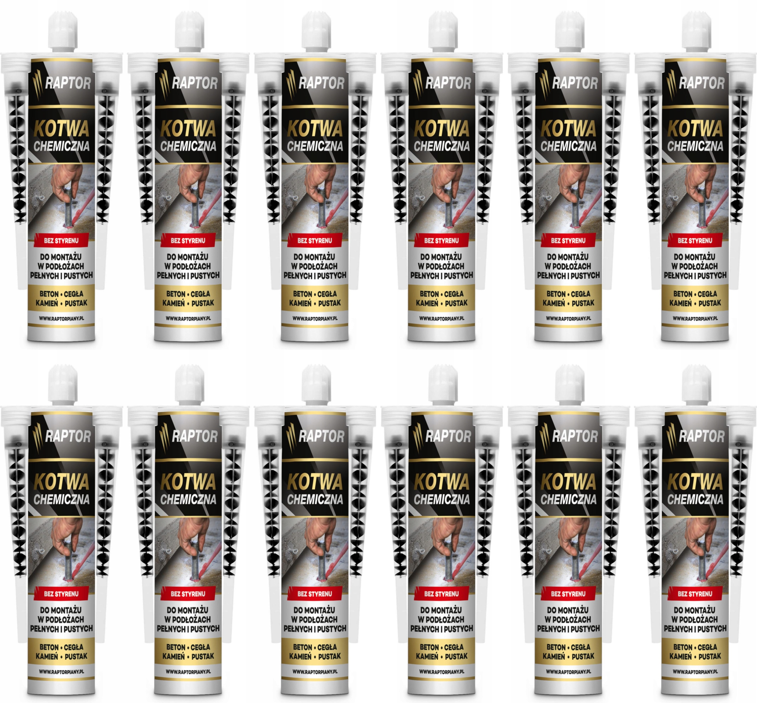 Chemická kotva Raptor 300ML Bez Styrenu Pesf – rýchloviazacia, Dva Miešače