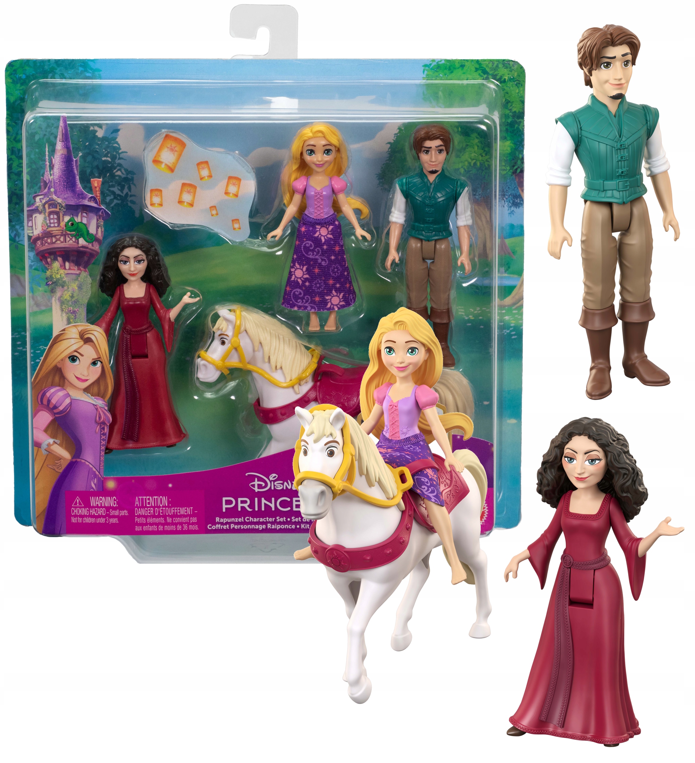 DISNEY PRINCESS 4 FIGURKI Z FILMU ZAPLĄTANI ROSZPUNKA FLYNN MAXIMUS GOTHEL