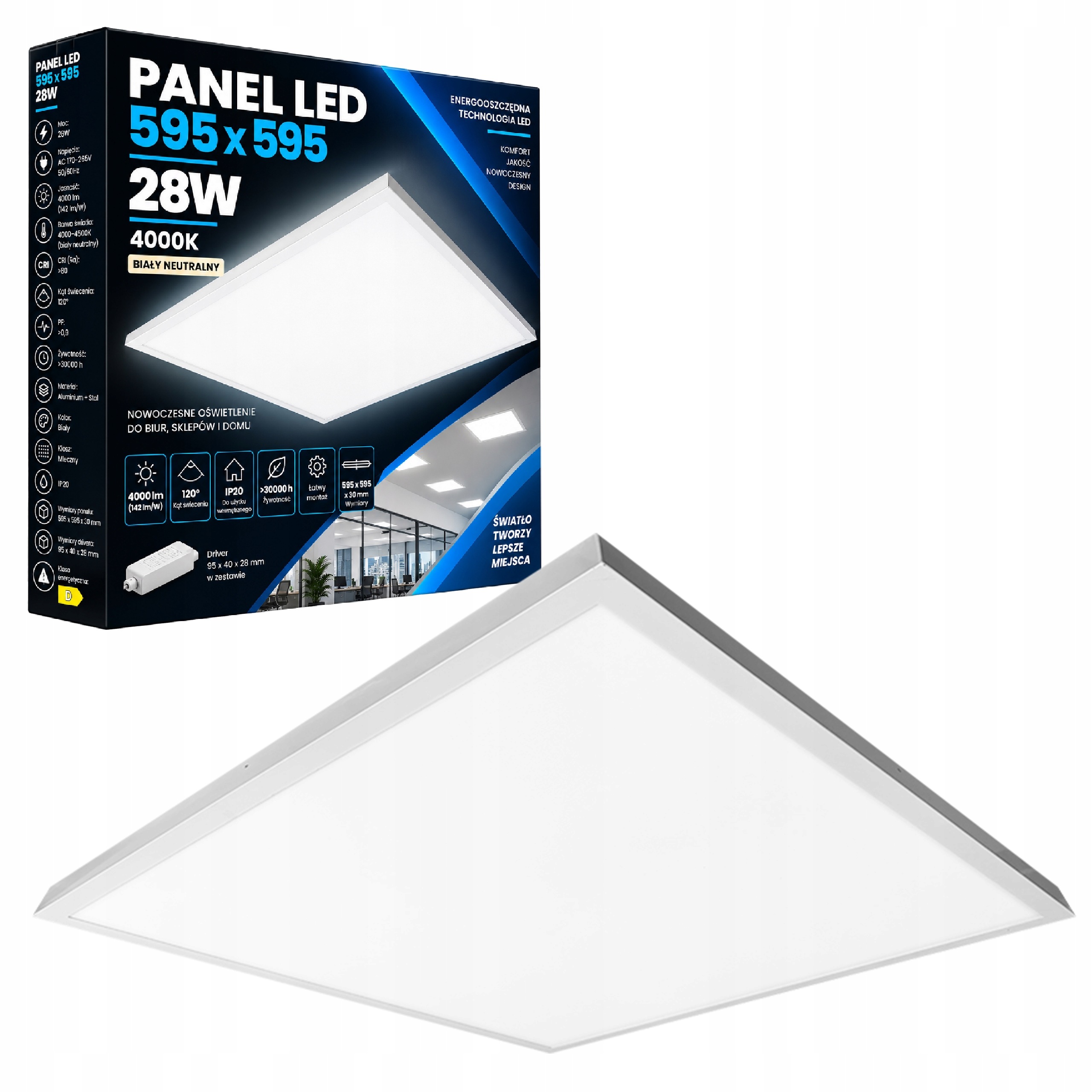 Stropní Svítidlo Led stropní 28W 60x60cm Lampa Podomítkový panel závěsný