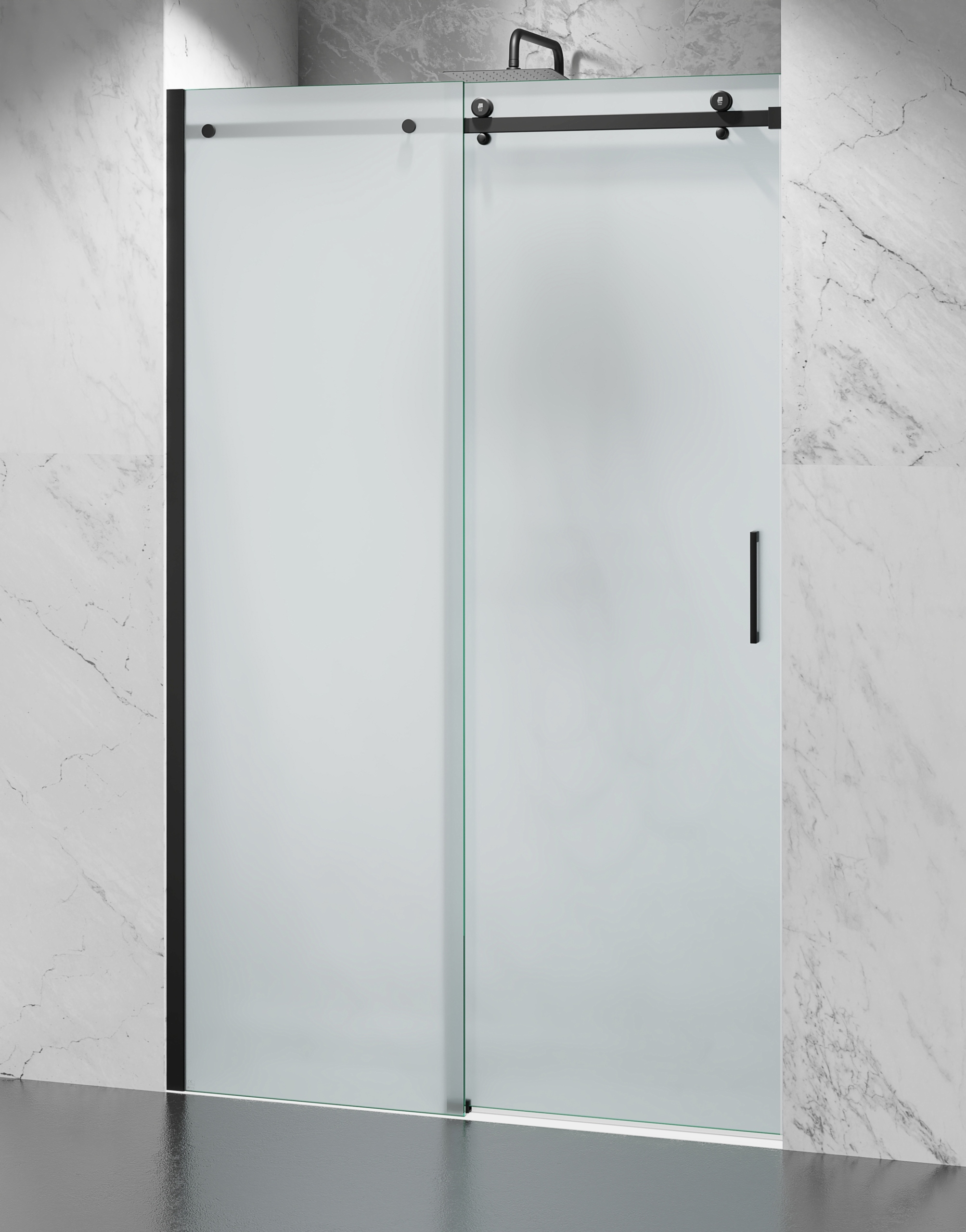 Drzwi Przesuwne Mrożone Czarne D20 90cm Mocowanie uniwersalne