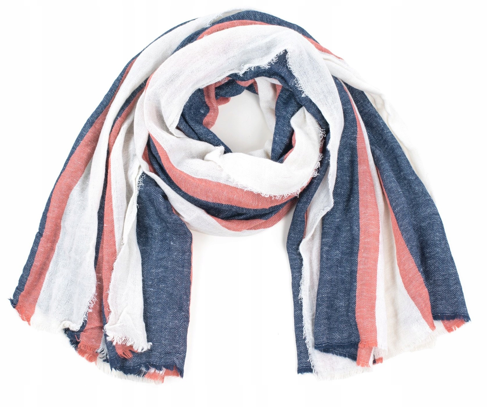 

Szaleo Szal My shelter Paski wełna i len sz18127-2