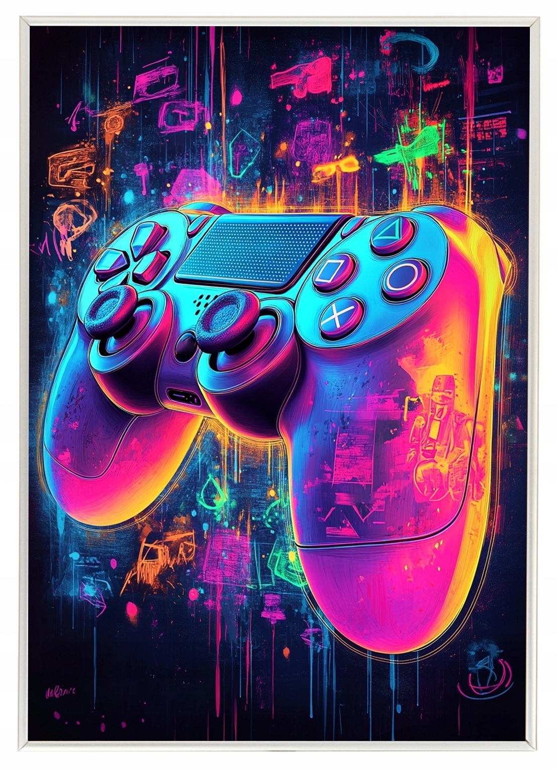 Plakát Rámeček Aluminium Gaming Gamer Konzola Pad Neon Cyberpunk 70x100