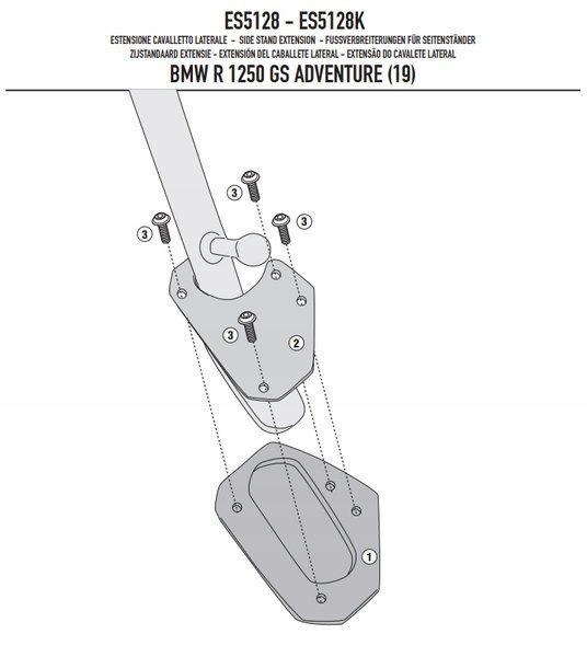 GIVI ES5128 РОЗШИРЕННЯ ПІДНІЖКИ BMW 1250 GS ADVEN.