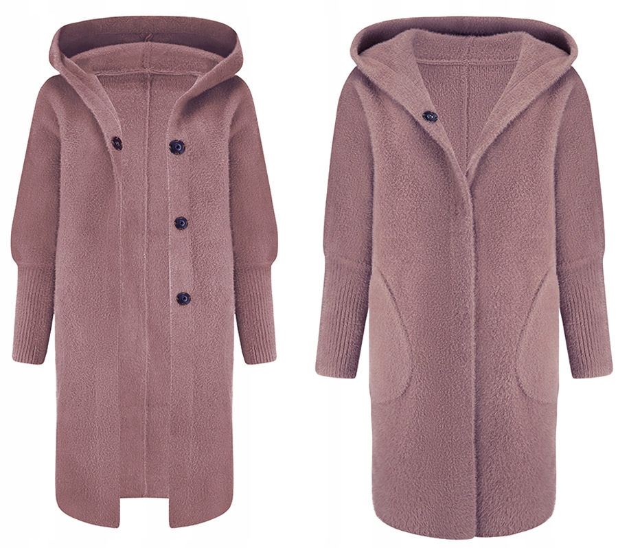 Teplá Alpaka Kabát Přehoz Vlna Barvy Cappuccino