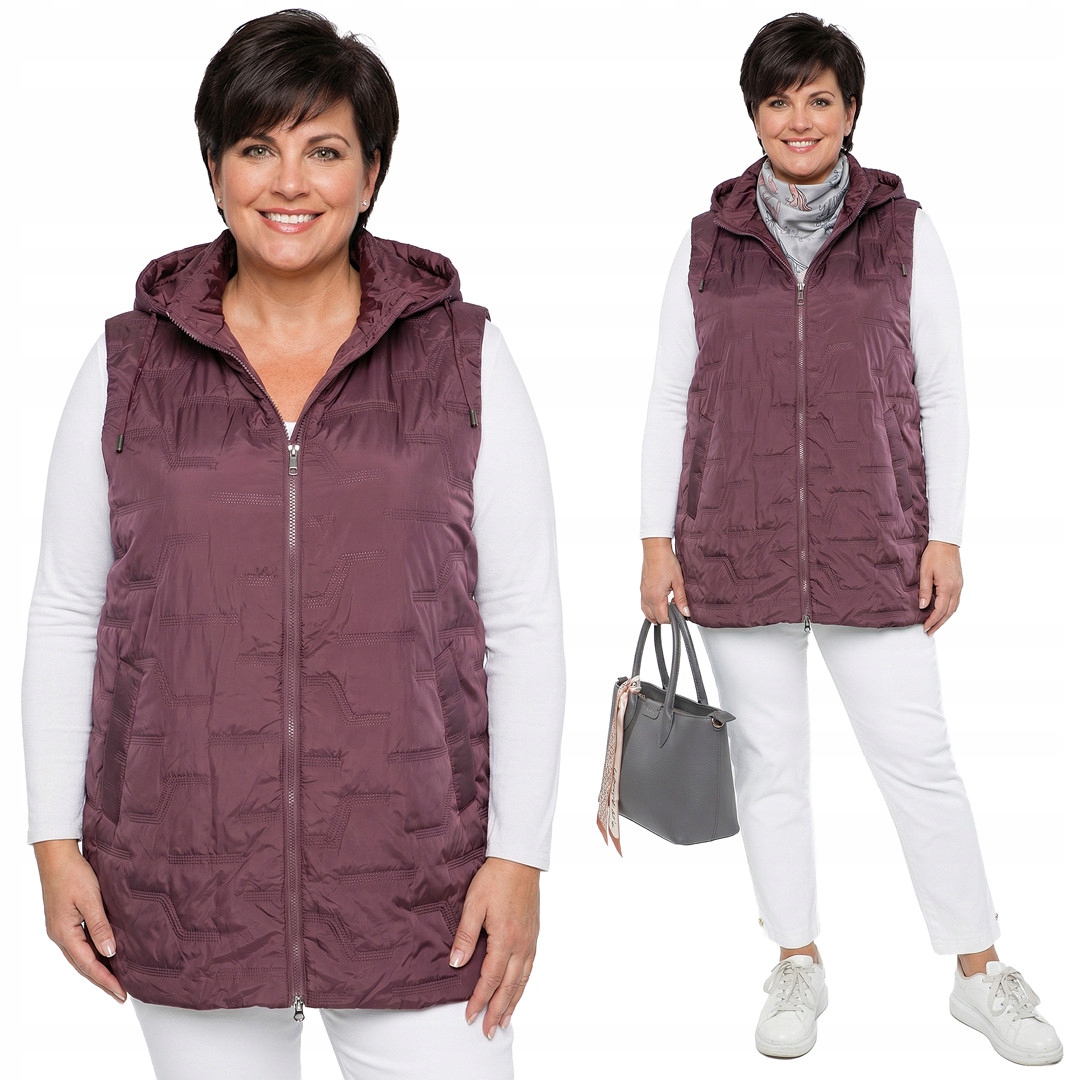 Švestková embosovaná vesta s vzorem plus size velikost 60