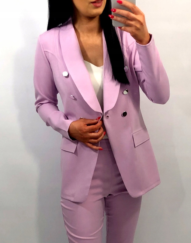 Damski Garnitur Garnitury Damskie Komplet Marynarka Spodnie Liliowy 3XL Cechy dodatkowe brak
