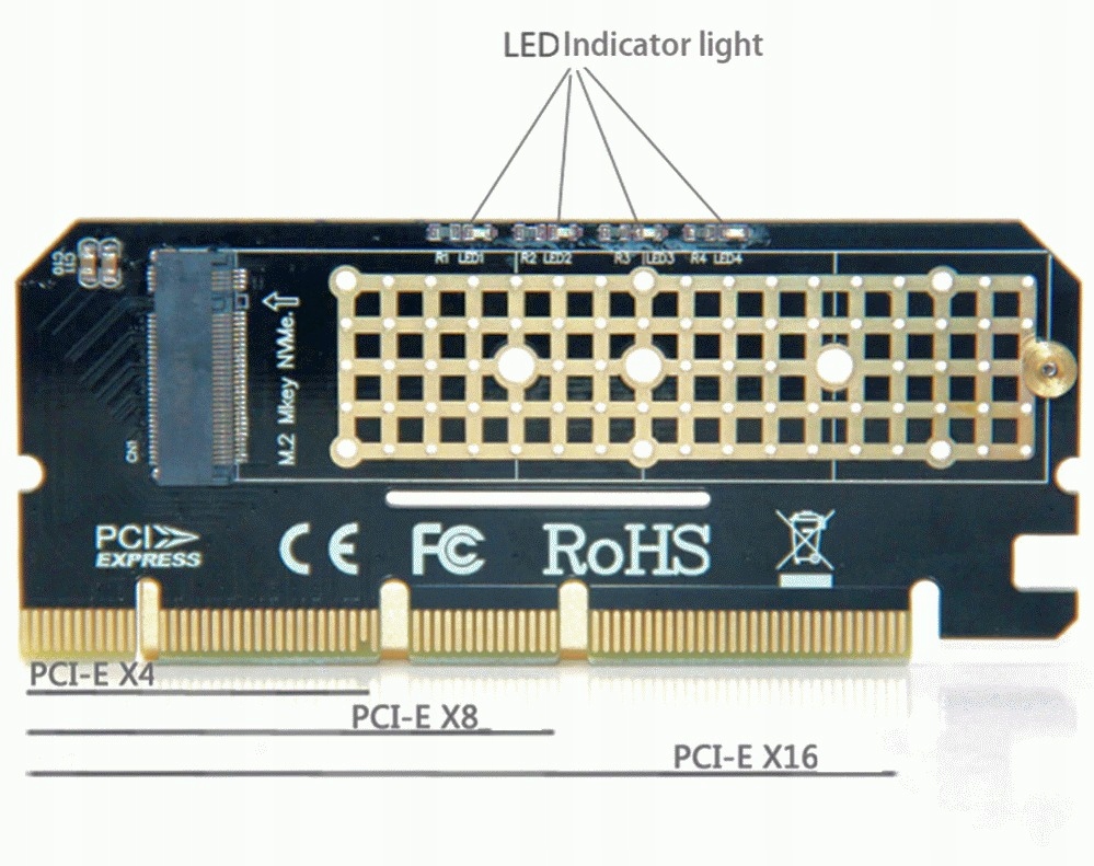 Adapter Pci-e x4 x8 x16 SSD m.2 NVMe Dysk Riser Format dysku inny