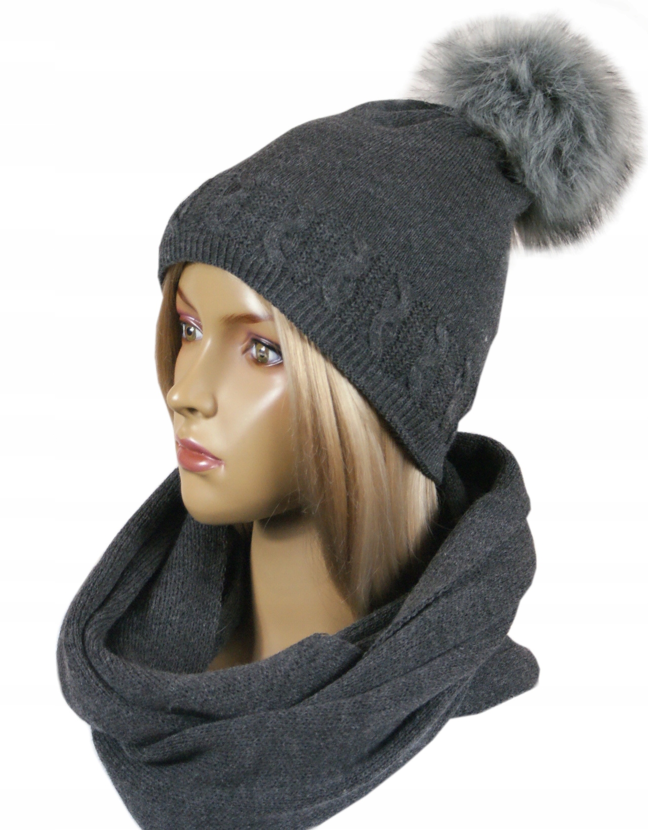 

Komplet Czapka pompon Polar + Komin # 54