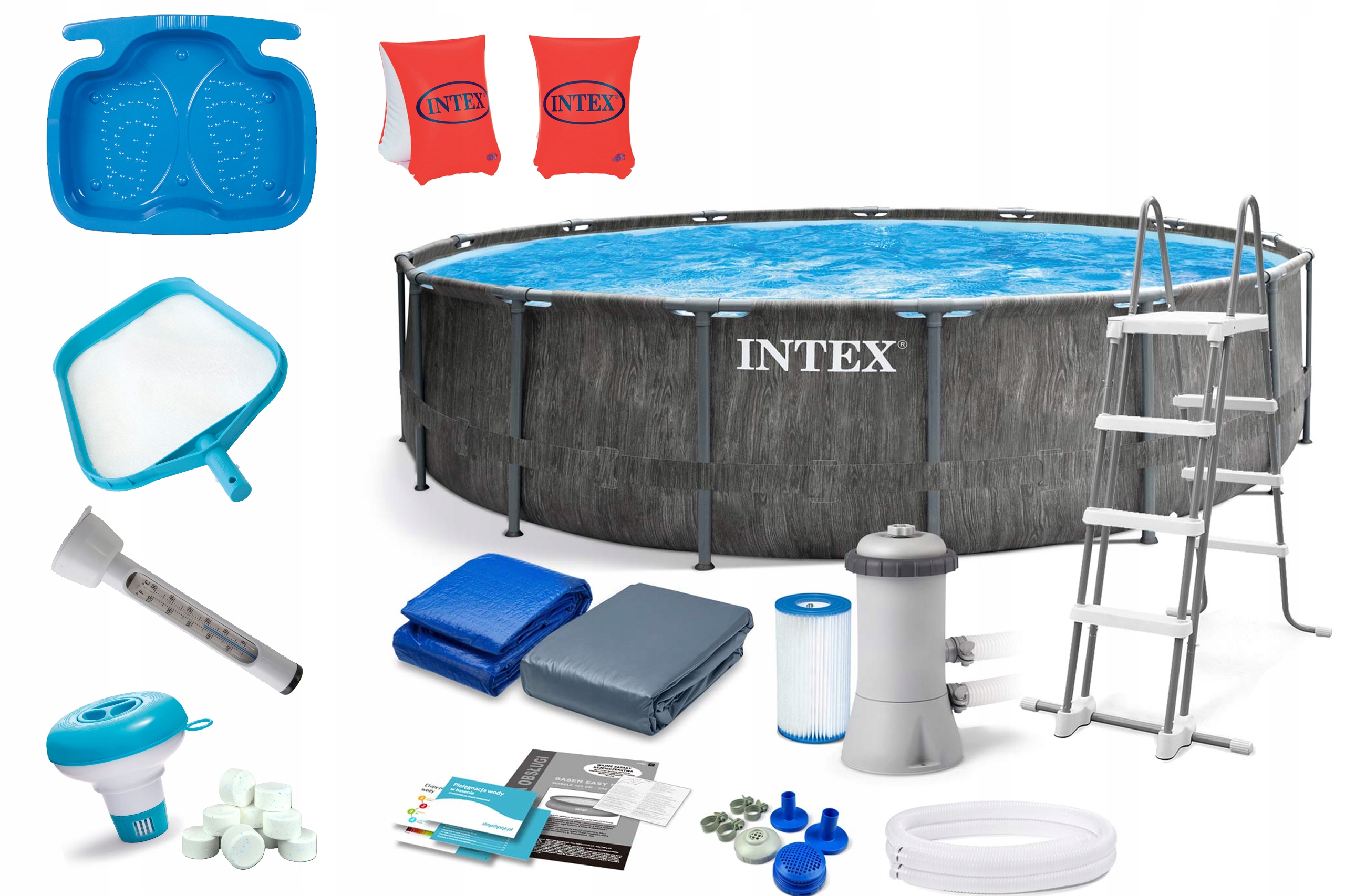 

Intex 26742 457x122cm Basen stelażowy Zestaw 17w1