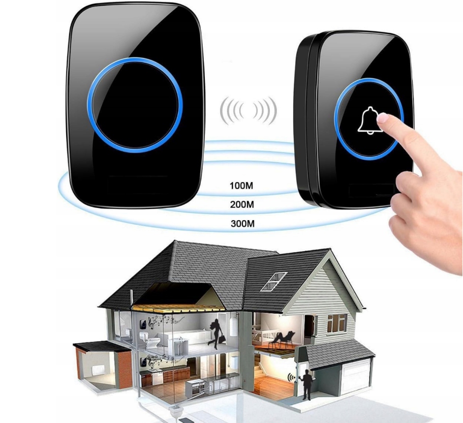 DZWONEK BEZPRZEWODOWY DO DRZWI ZEWNĘTRZNY WODOODPORNY IP44 DUŻY ZASIĘG Marka Malatec