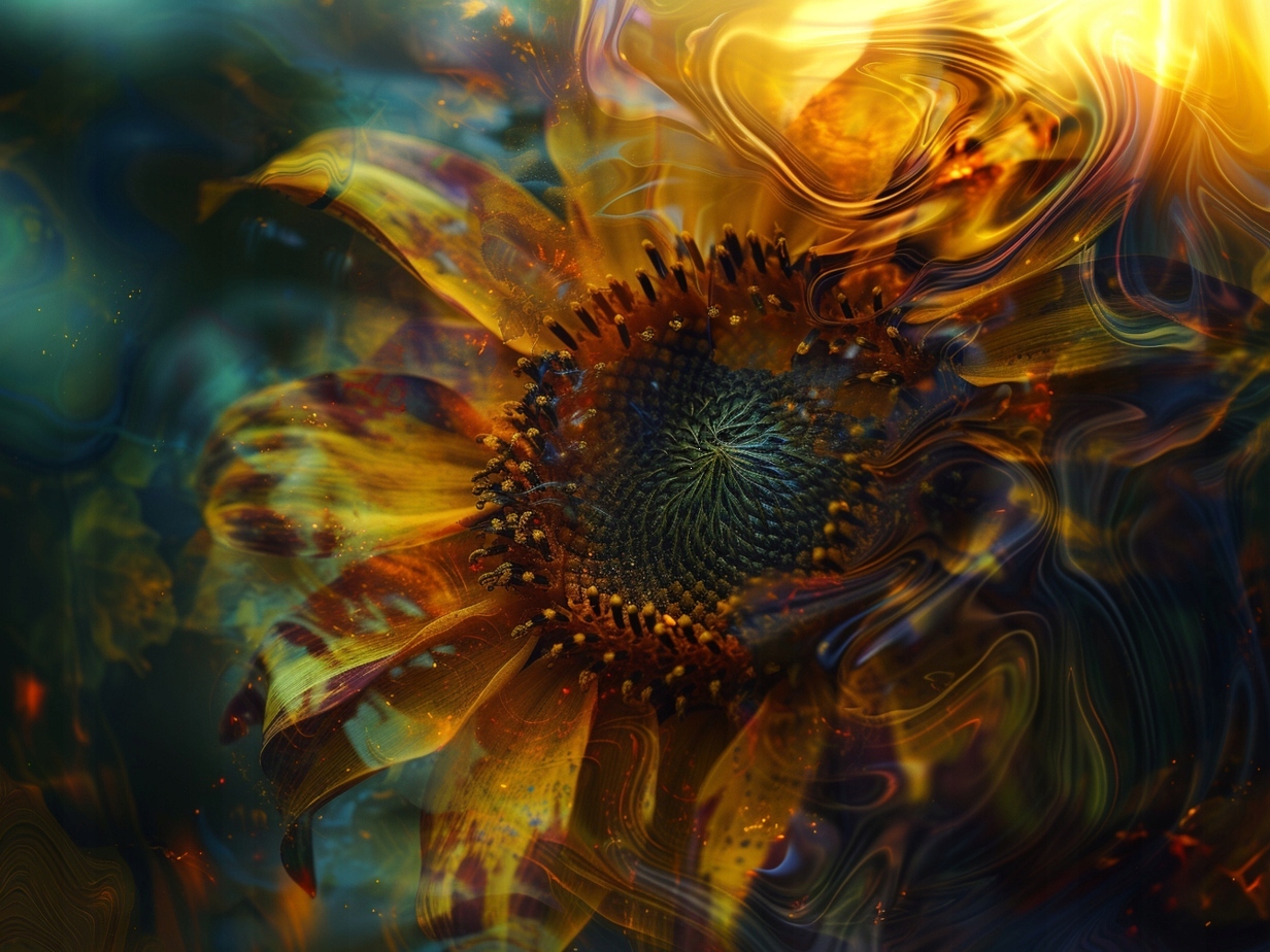 Obraz Na Plátně Canvas Abstrakce Surrealismus Květ Slunečnice Oheň 80x60