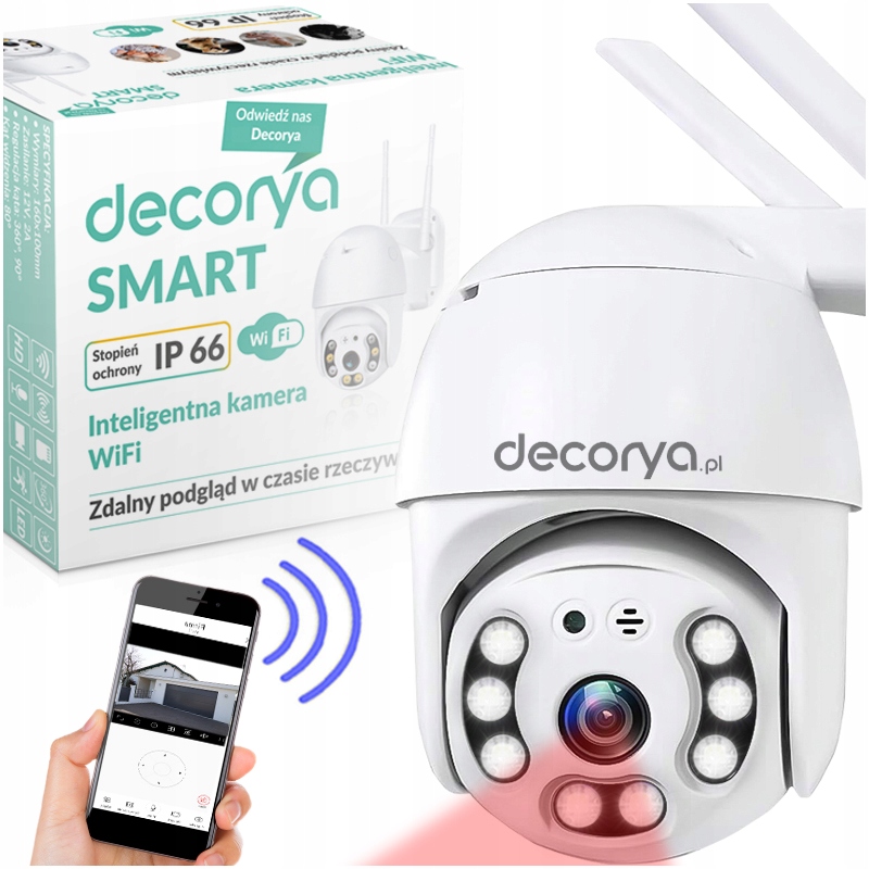 Inteligentna Kamera Obrotowa Zewnętrzna Wodoodporna Wifi Full Hd Aplikacja