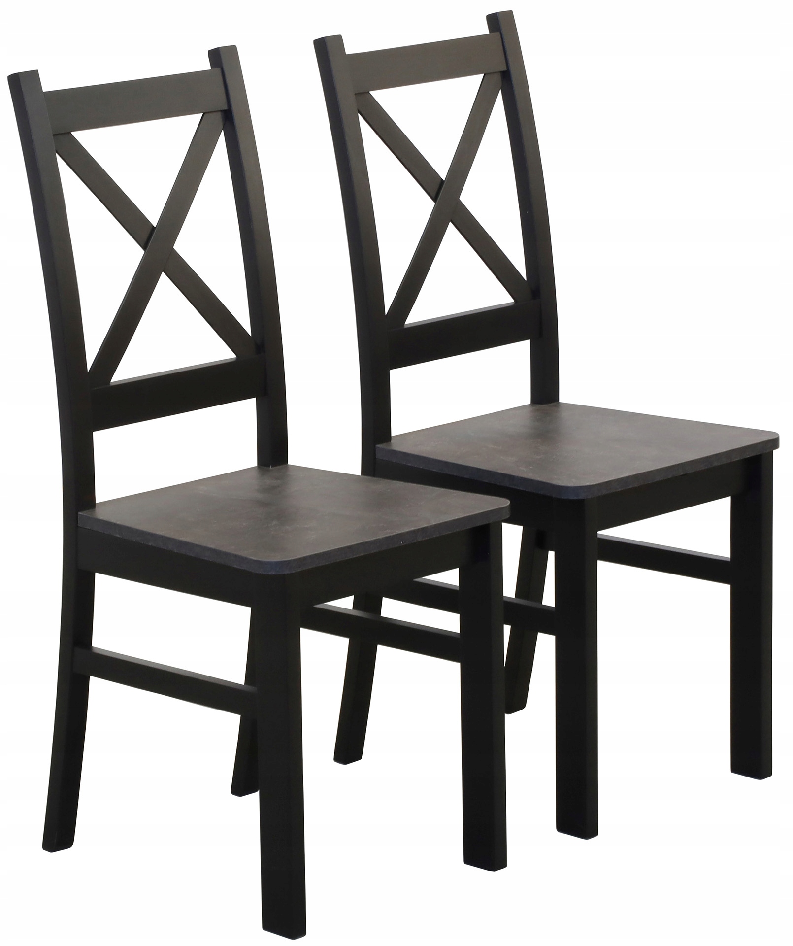 Sada 2 dřevěných židlí do obývacího pokoje, kuchyně, černá/betonová barva
