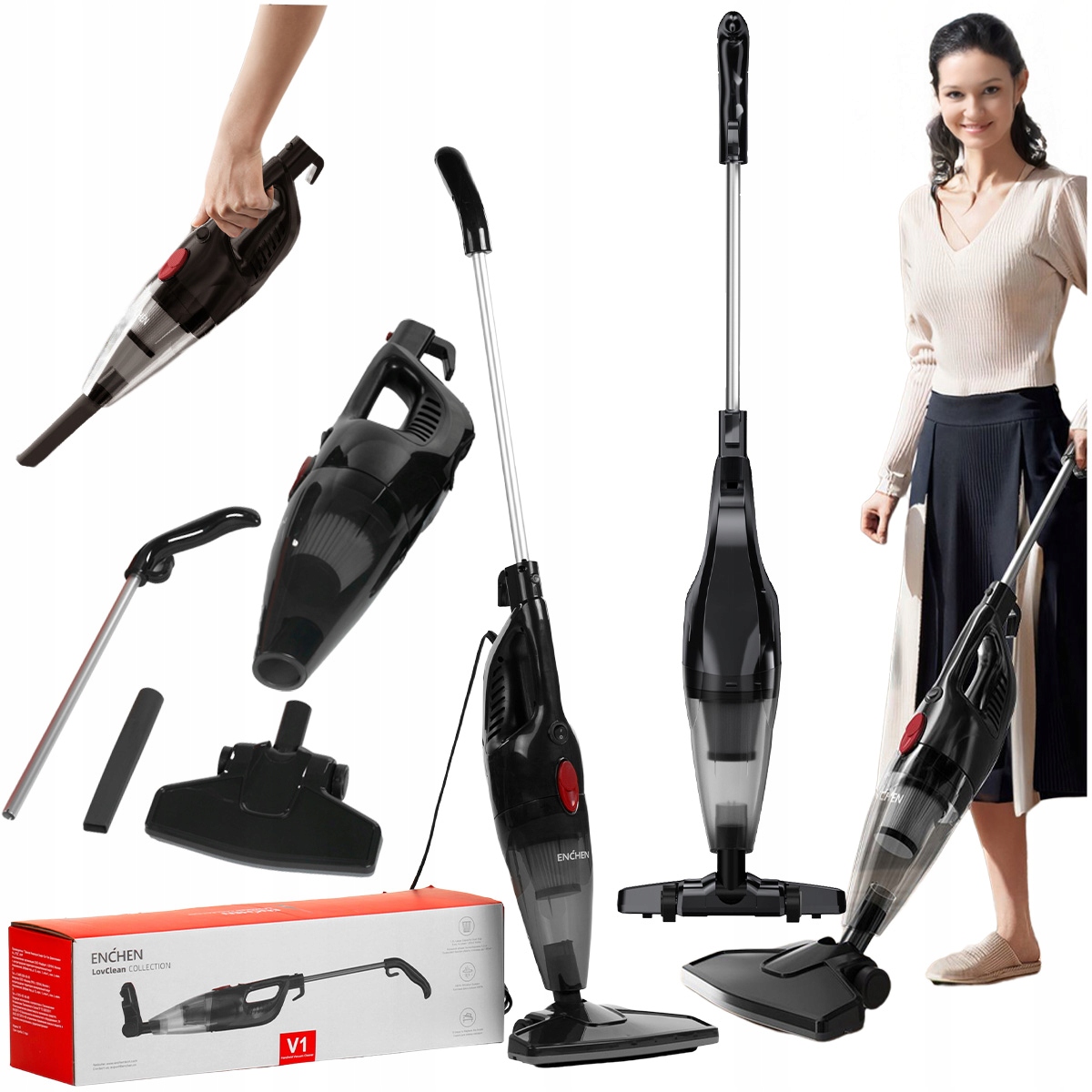 Enchen V1 Odkurzacz stojący pionowy 2w1 114Kpa filtr Hepa Mocny
