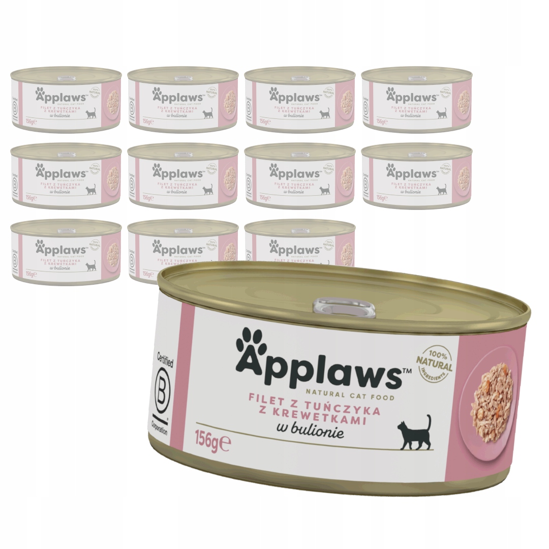 Levně Applaws Mokré Krmivo Pro Kočky 12x156 g Filé z tuňáka s krevetami, vývar