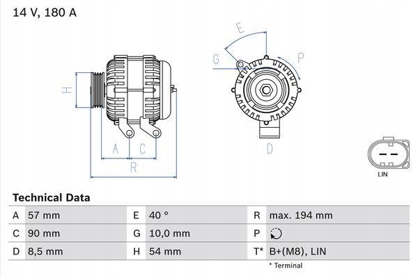 BOSCH 0 986 048 400 Alternator Numer katalogowy części 0 986 048 400