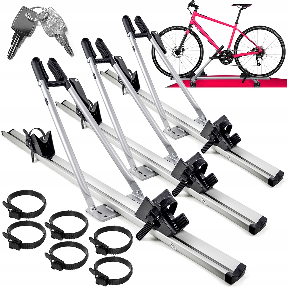 ZAMYKANY UNIWERSALNY AMOS TOUR BAGAŻNIK UCHWYT ROWEROWY DACHOWY NA 3 ROWERY