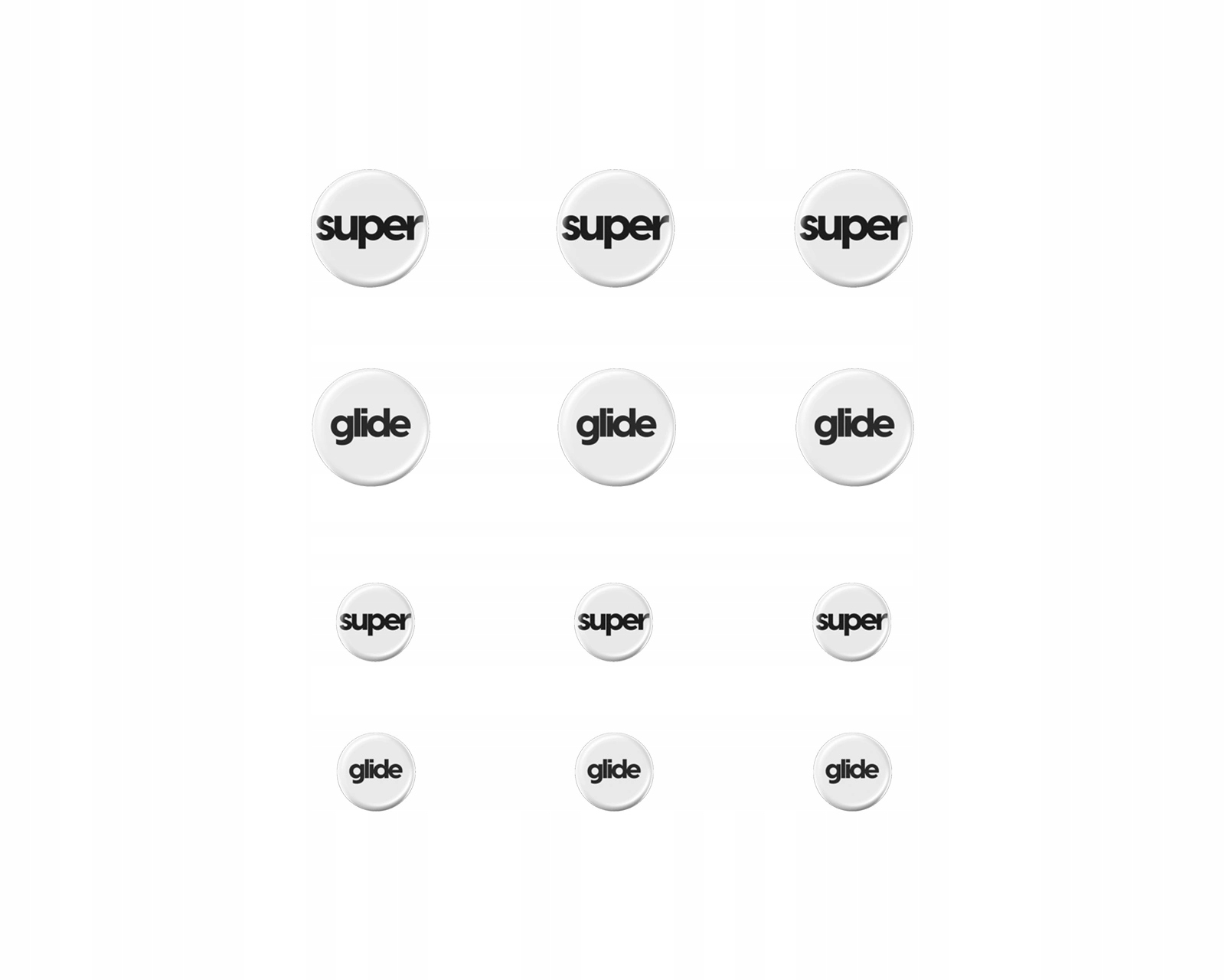 Ślizgacze Superglide 2 Uniwersalne 6mm 9mm 12szt Szklane Białe (Type-C)
