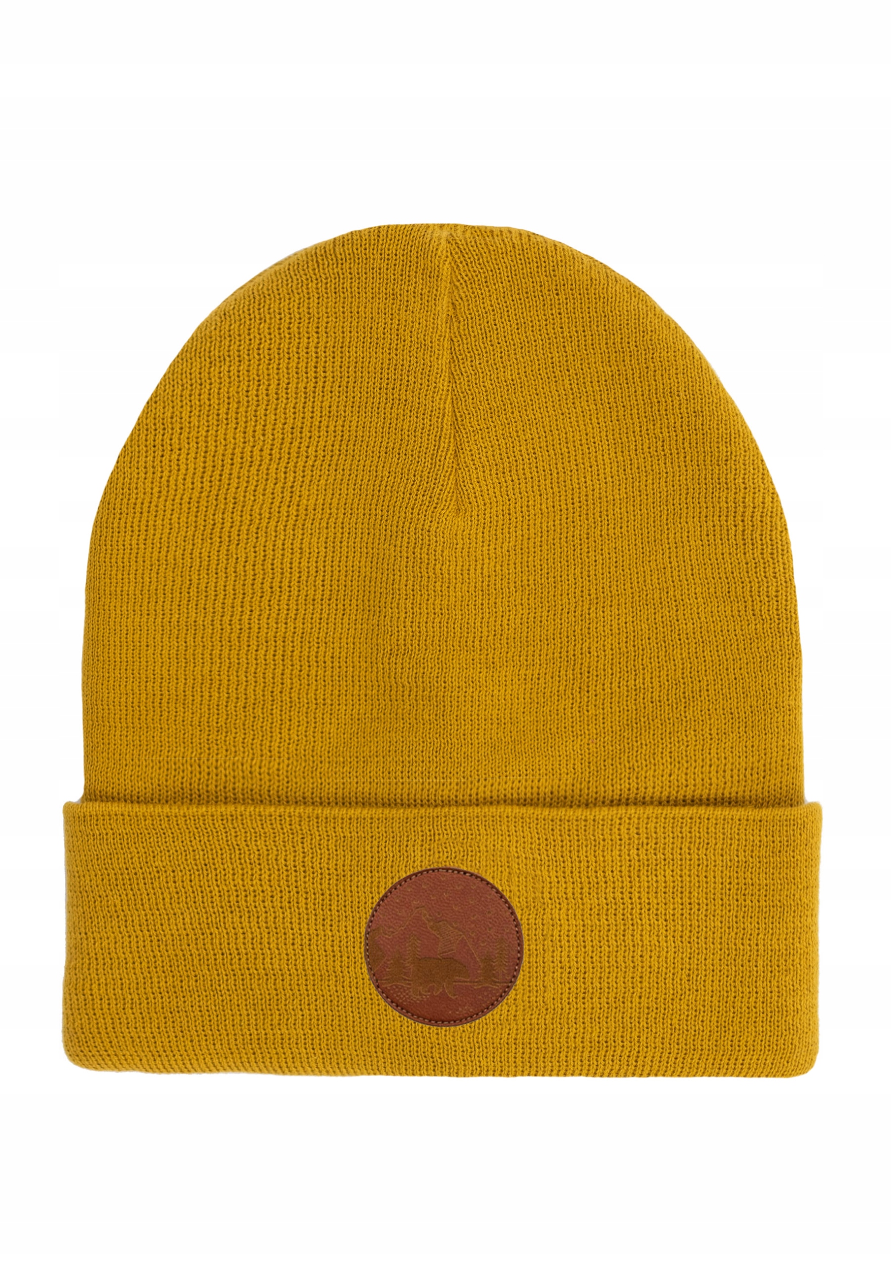 

Czapka beanie z bawełny organicznej musztardowa