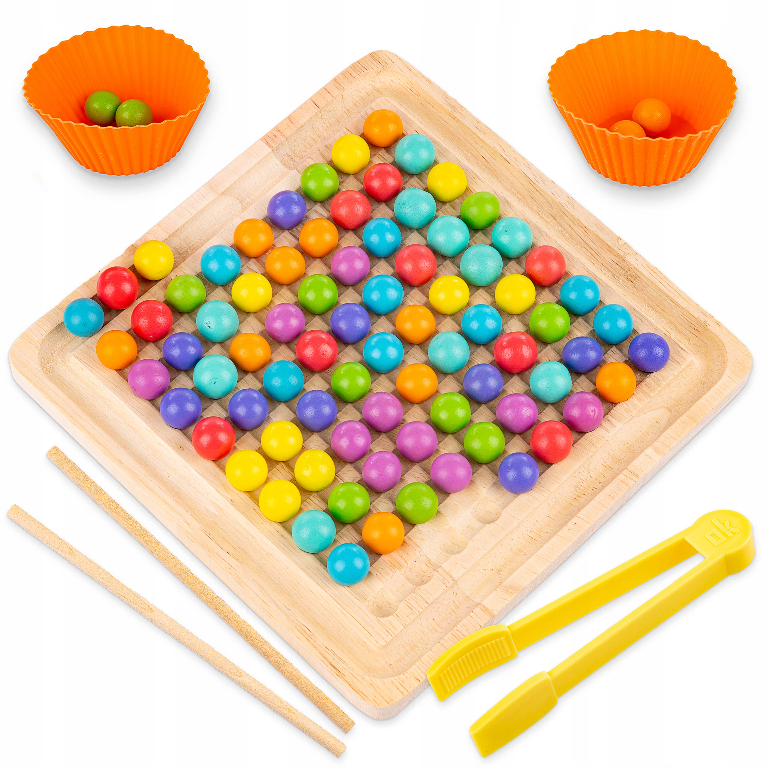 

Drewniana Układanka Kulki Koraliki Montessori