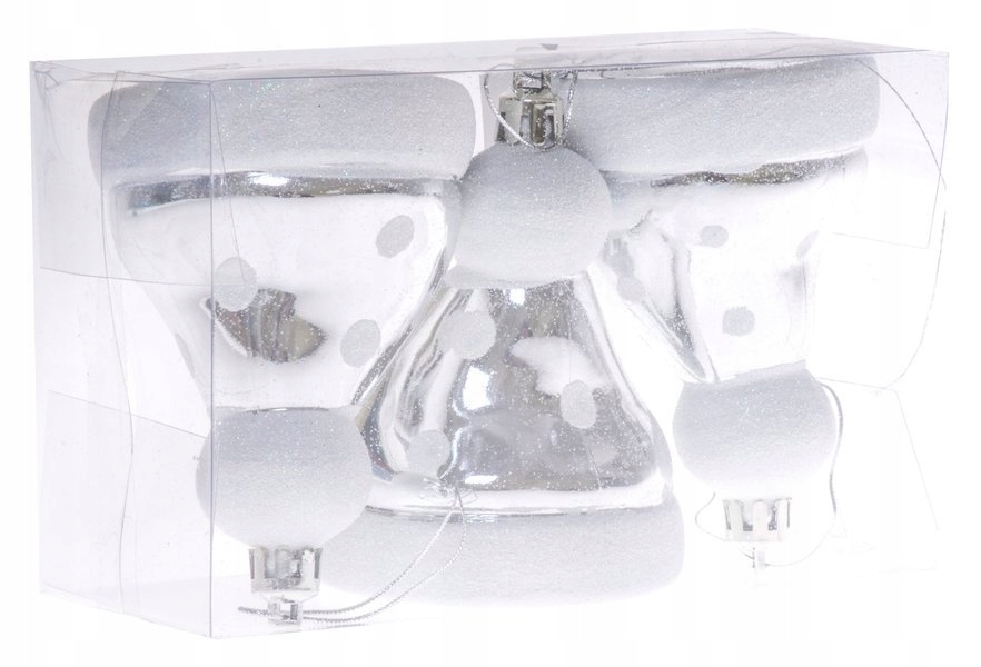

Bombki czapka Mikołaja 3 sztuki 8 cm srebrne