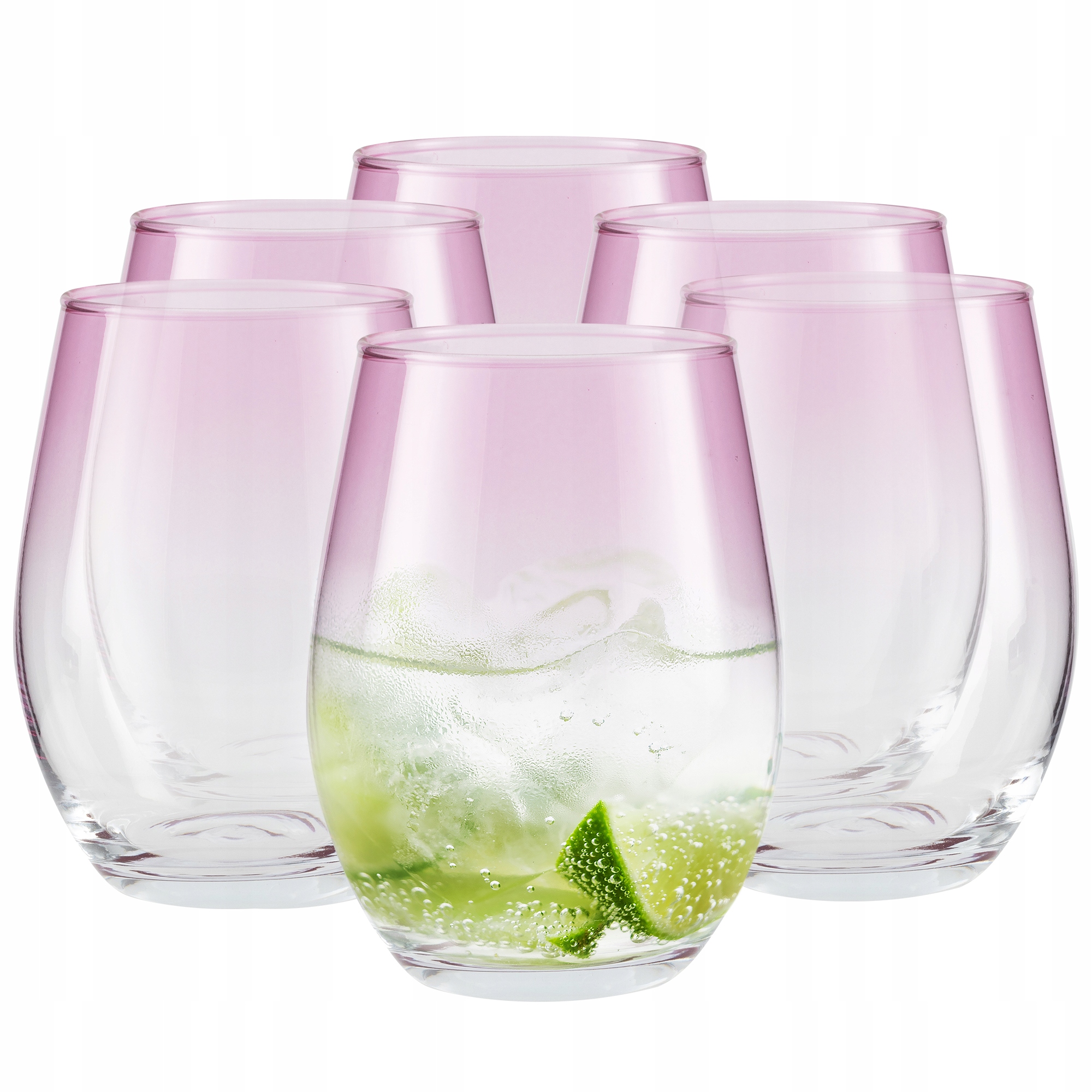 

Duże Szklanki Do Napojów Ombre Róż Komplet 6x630ml