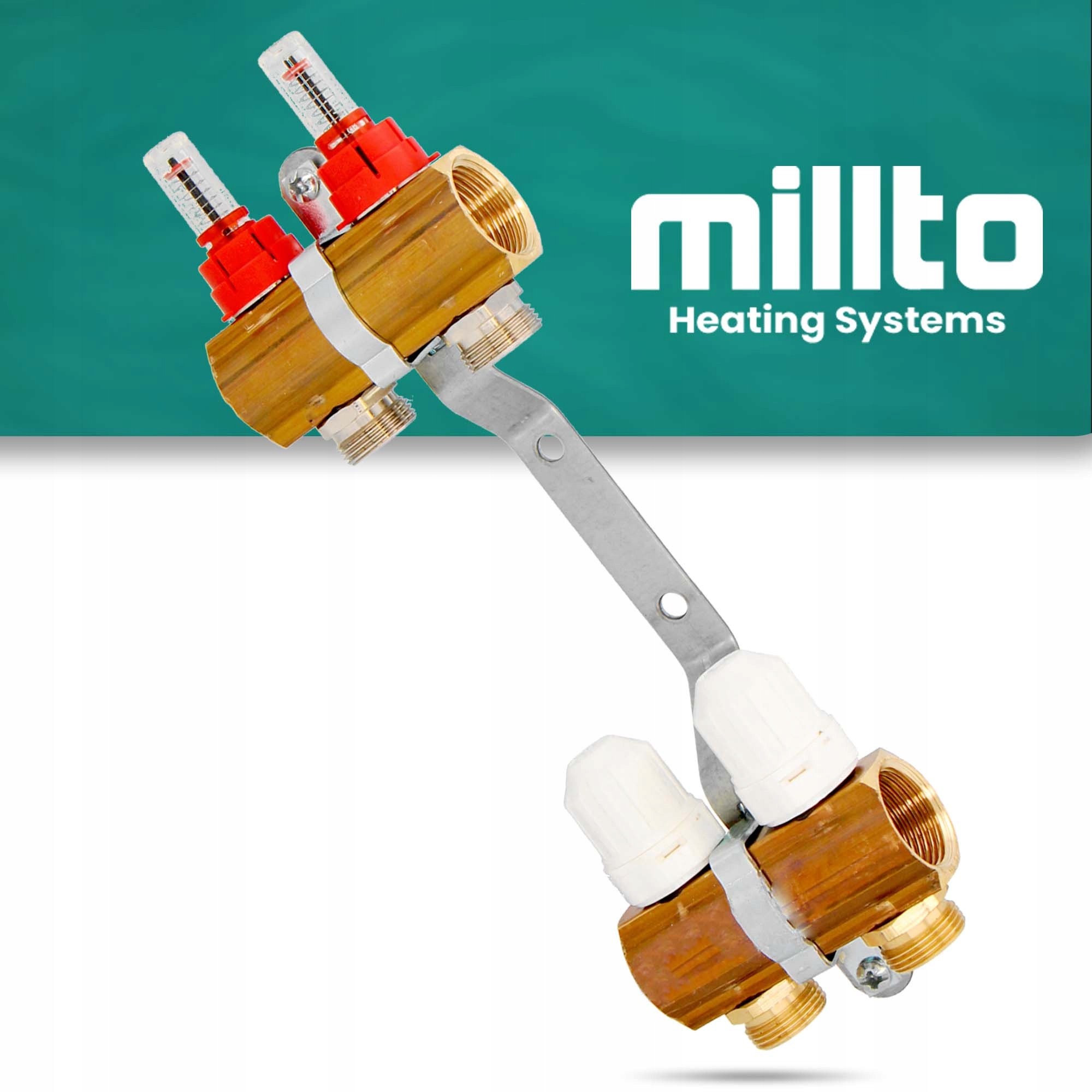 ROZDZIELACZ PODŁOGÓWKI CO Ogrzewania Podłogowego 2 OBWODY Sekcje ROTAMETRY Szerokość produktu 10 cm