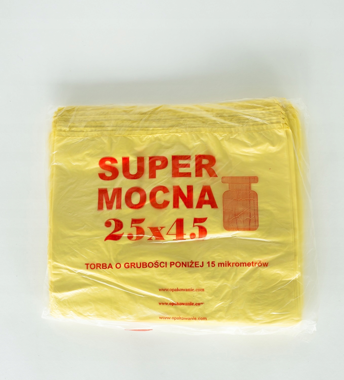 Reklamówki jednorazowe 25x45 100sztuk Super Mocna 14mik 5kg Szerokość produktu 25 cm