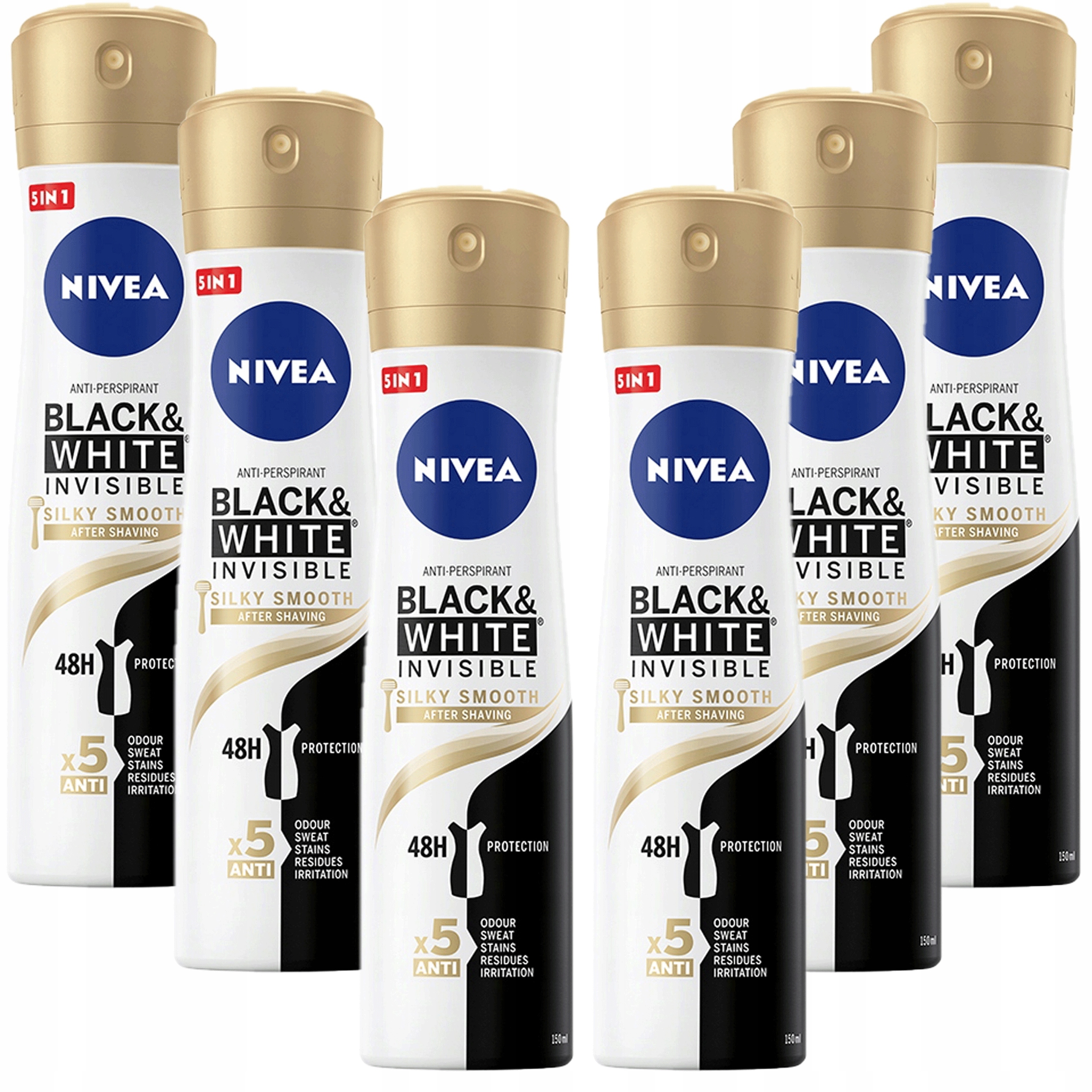 Nivea Antiperspirant Black&White sprej 6x150ml
