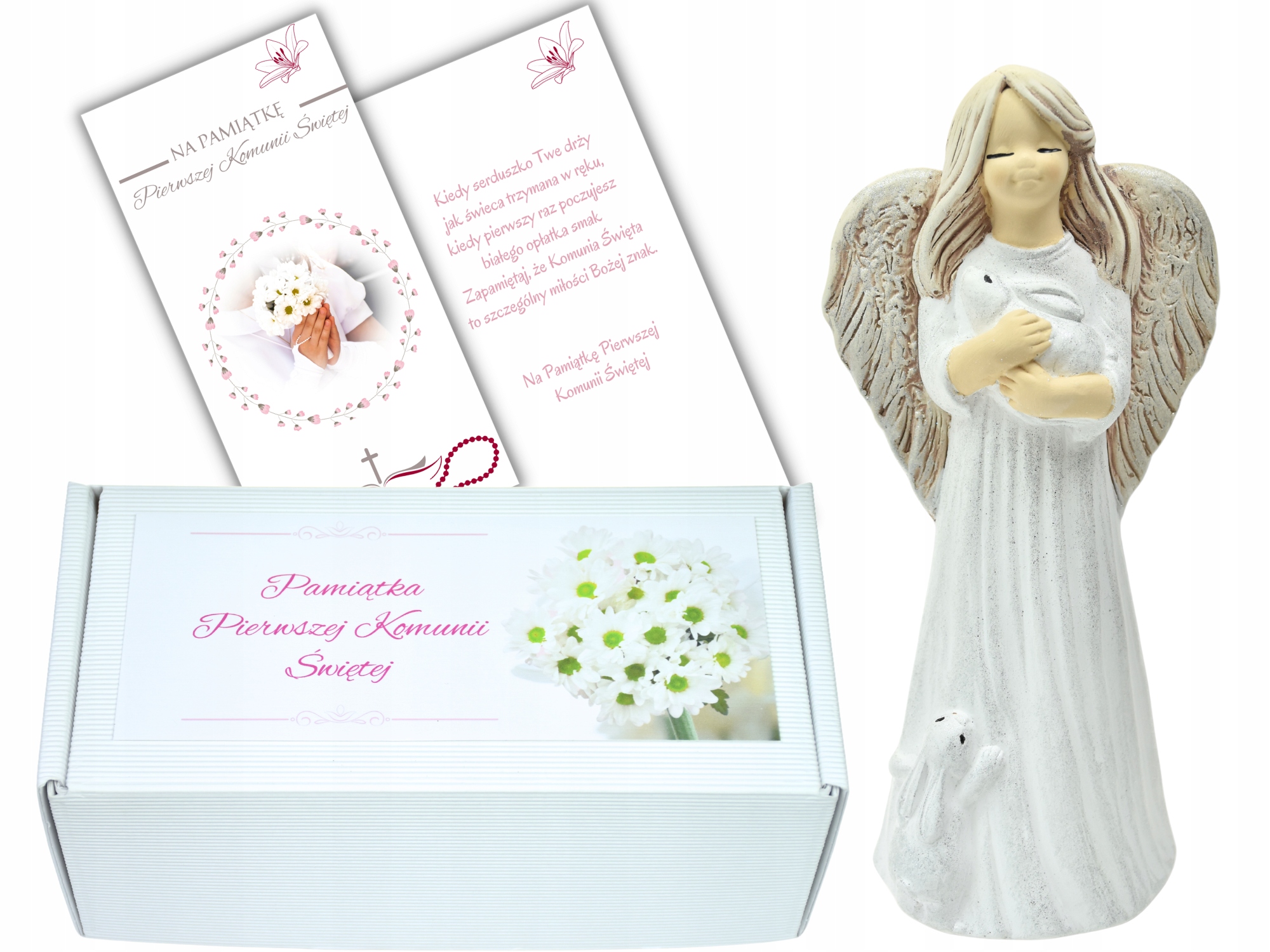 PAMIĄTKA PIERWSZEJ KOMUNII ANIOŁ STRÓŻ PREZENT UPOMINEK KOMUNIA ŚWIĘTA