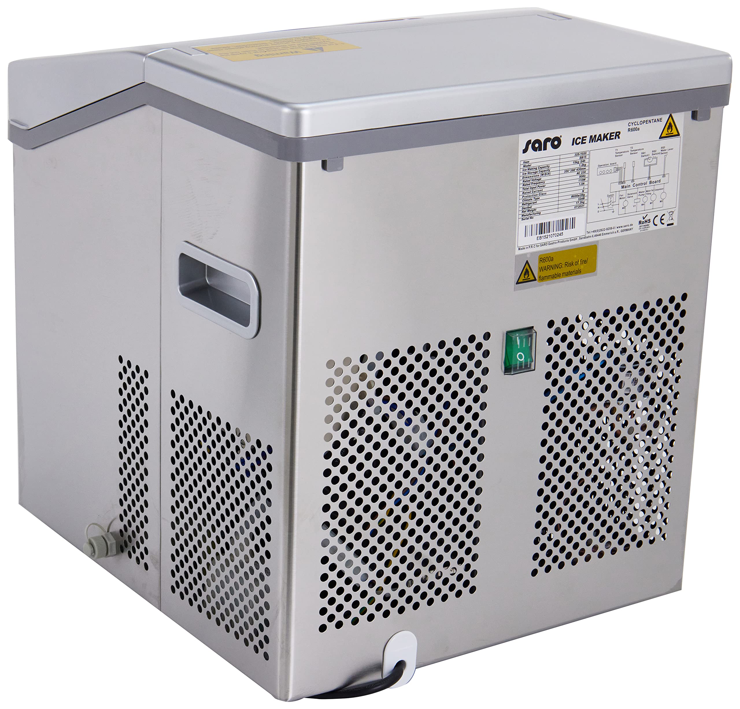 SARO EB 15 Kostkarka Do Lodu 15kg 24h 230V 3 Rozmiary Kostek — miniatura 2