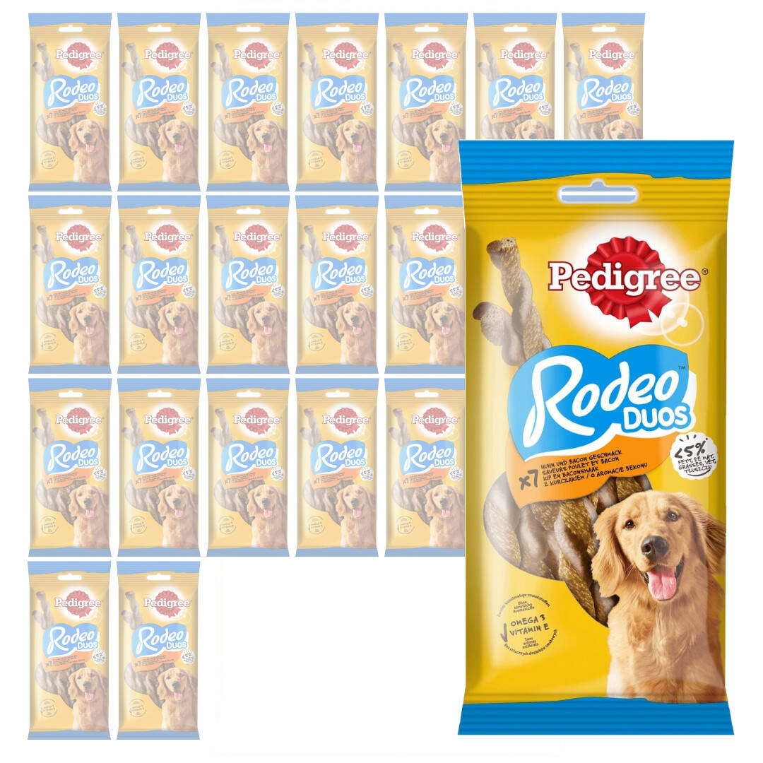 Levně Pedigree Rodeo Duos Kuře A Slanina Pamlsek Pro Psy Tyčinky 24x123g