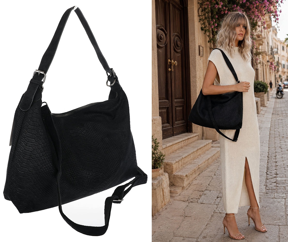 Dámská kabelka shopper semišová kabelka přes rameno PB4740 Černá