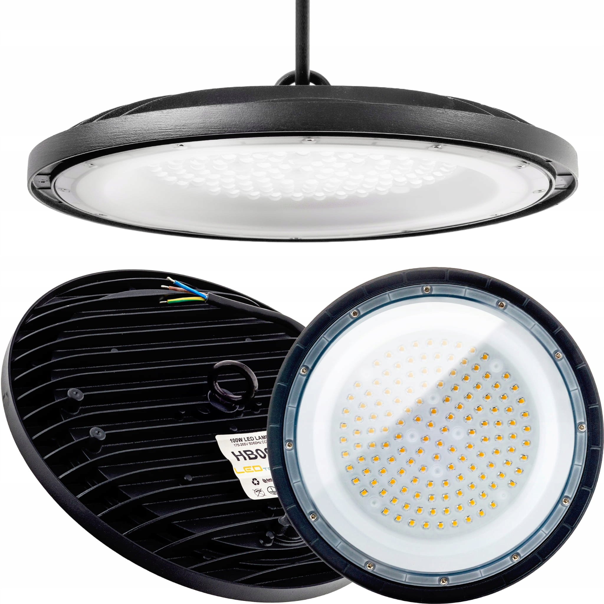 Lampa Wisząca Przemysłowa Hermetyczna Led Ufo IP65 HighBay 100W 15000lm