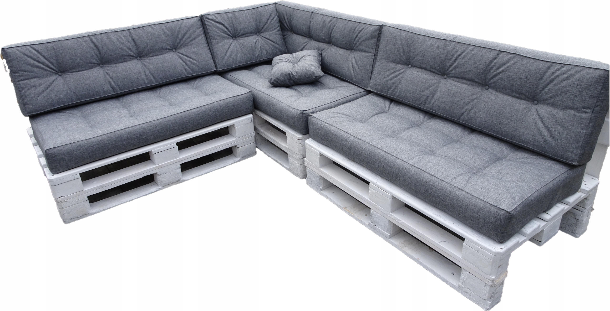 Poduszki na trzy Palety kpl 8 szt 120 X 60 szary Proste Oparcie