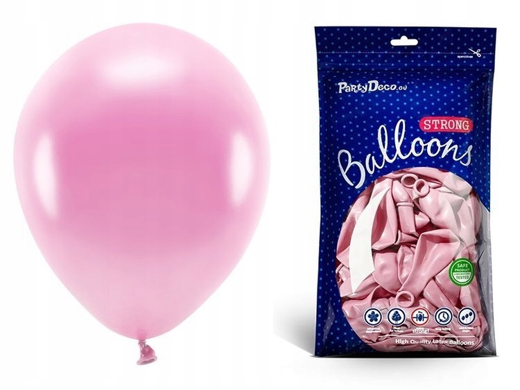 

Balony metaliczne jasnoróżowe 30cm urodziny 50 szt