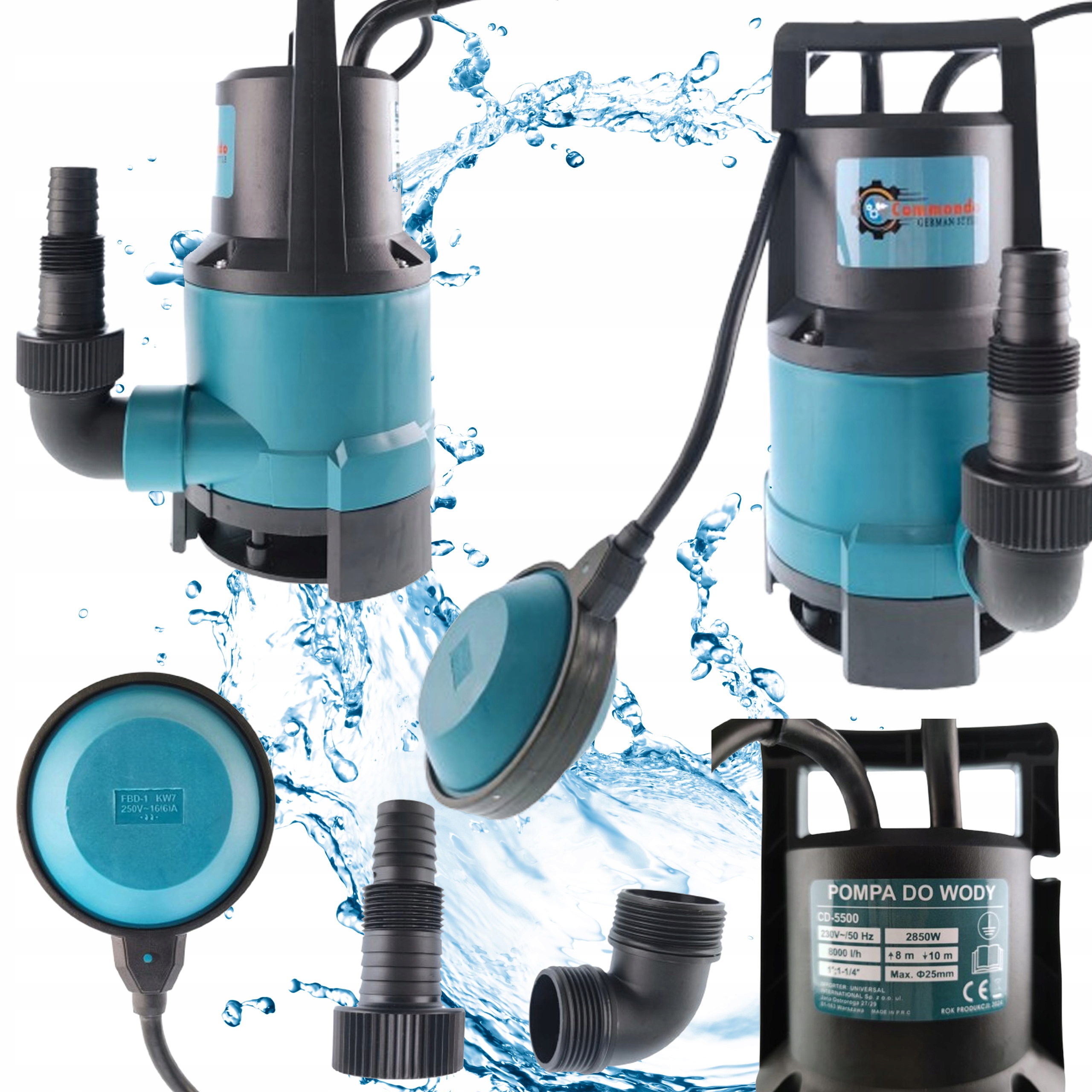 Pompy Do Brudnej Wody |2850w, 8000 L/h|do Szlamu I Ścieków