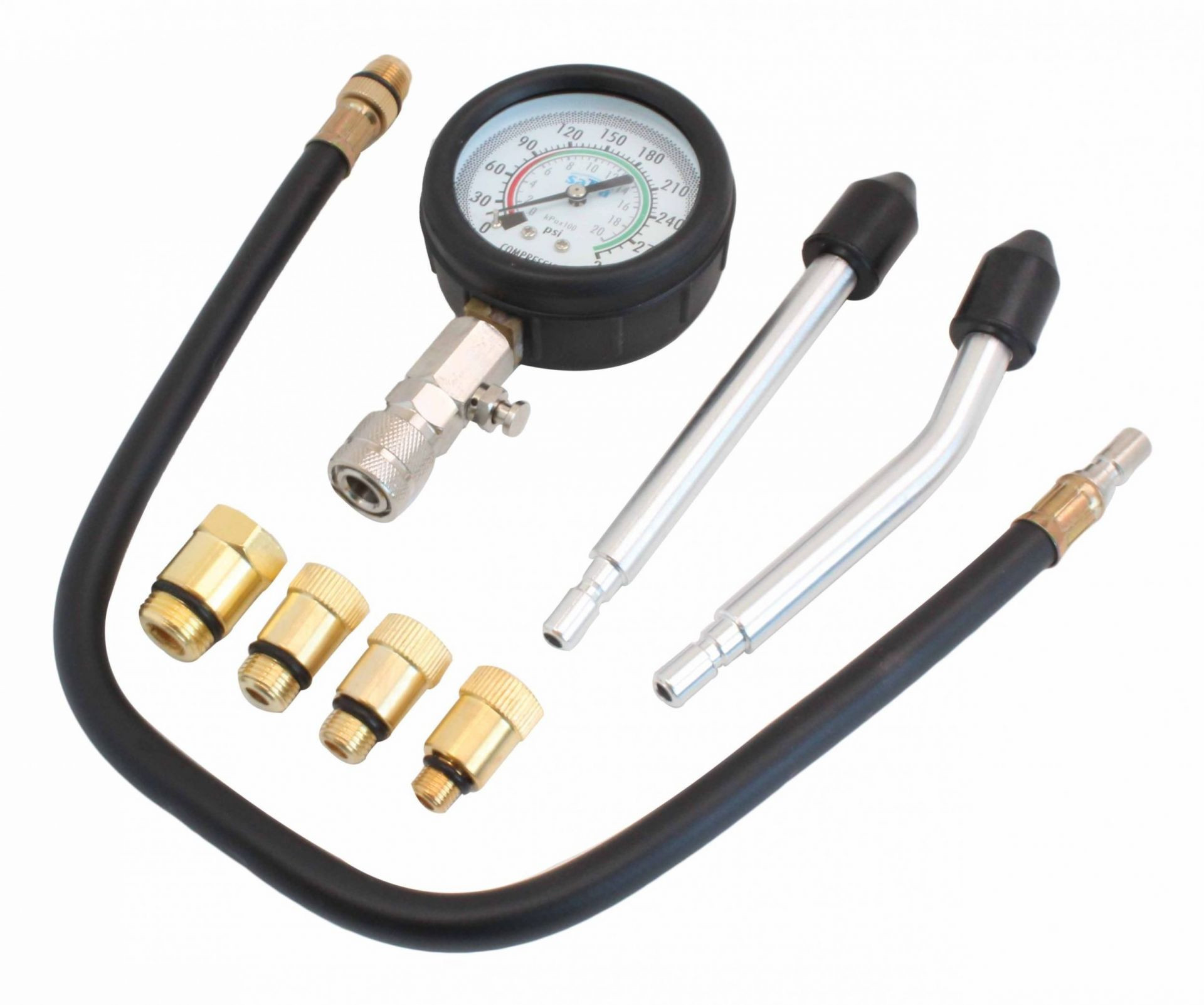 MIERNIK TESTER POZIOMU KOMPRESJI BENZYNA 0-20 BAR Marka Satra