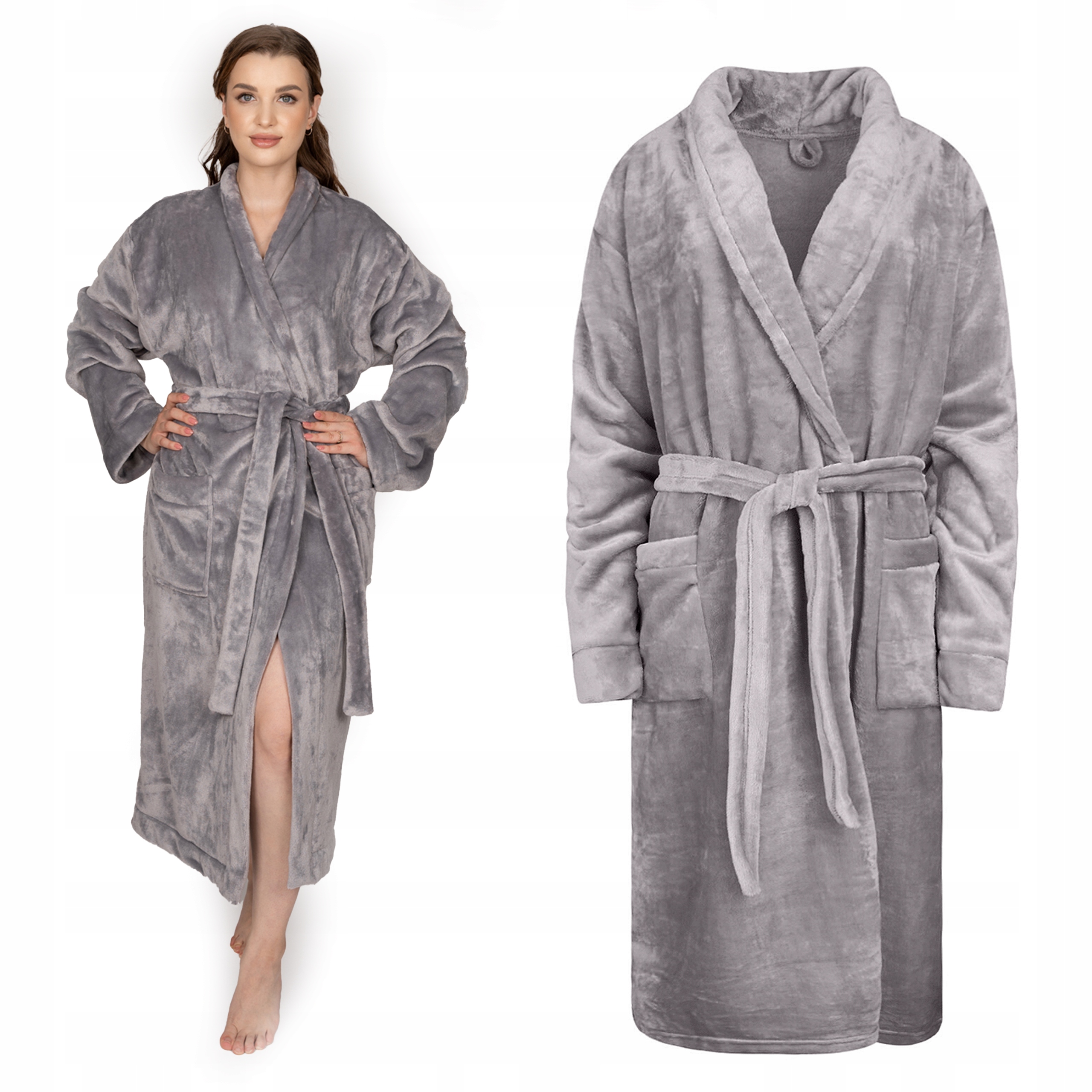 Župan Wellsoft Unisex Měkký Teplý Hrubý Elegantní L Chila Šedý