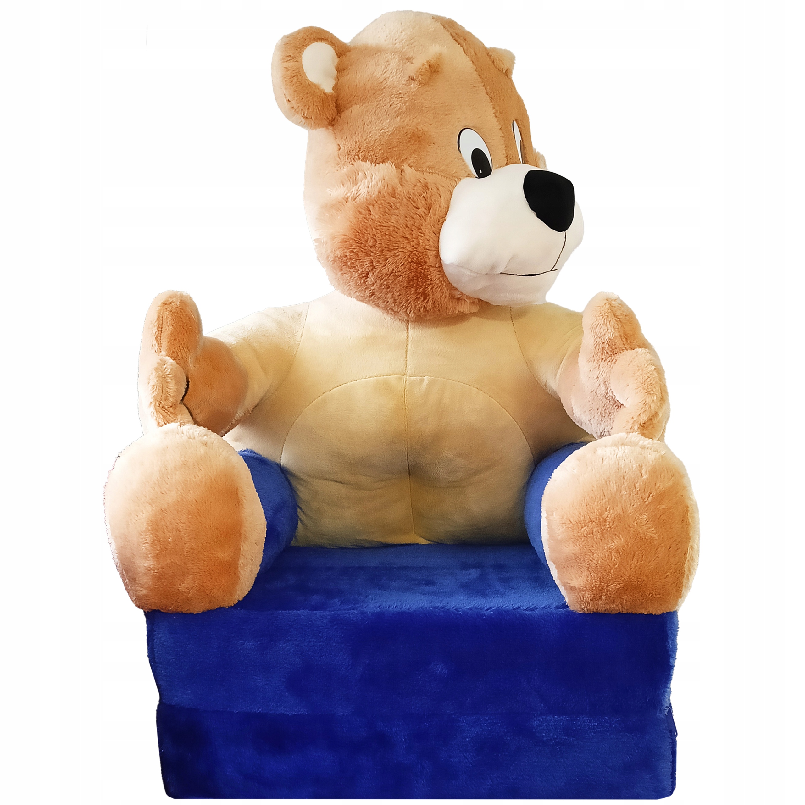 NIEBIESKIE KRZESEŁKO Z PODNÓŻKIEM DLA DZIECKA MIŚ Marka Materace z Gór