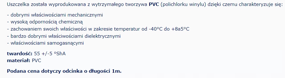 Uszczelka krawędziowa PCV 1,2-1,6 mm typu 'U' JSA Kod producenta JSA