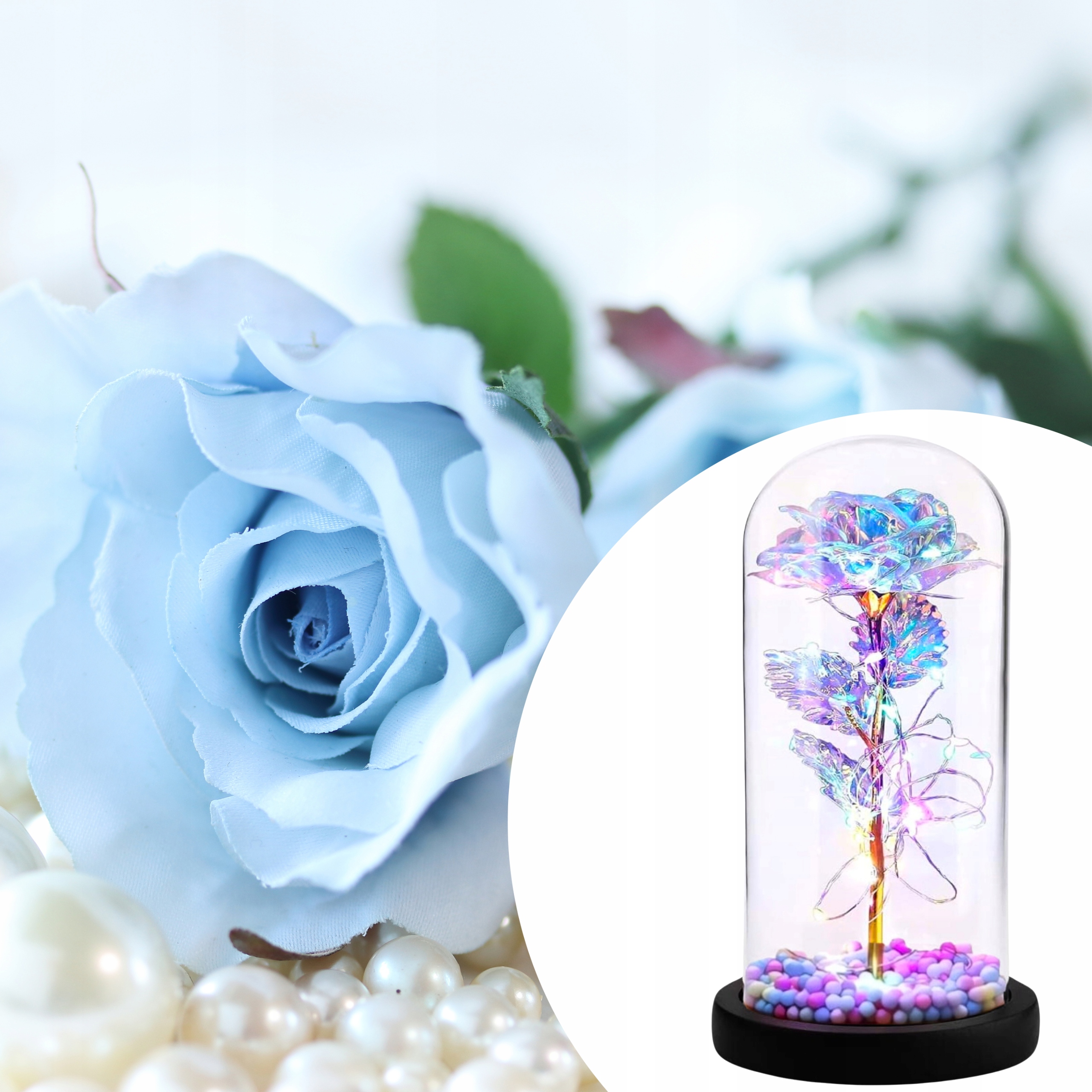 ETERNAL ROSE IN GLASS LED GLOWING GIFT WOMEN'S DAY FOR WIFE'S GIRLFRIEND Packaging status original