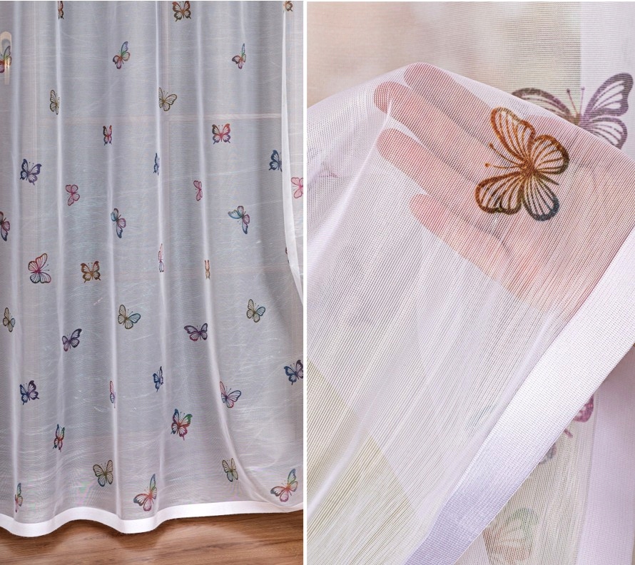 Motýlci hotová záclona, tištěná, vel 500 x 220 cm (s lemováním)