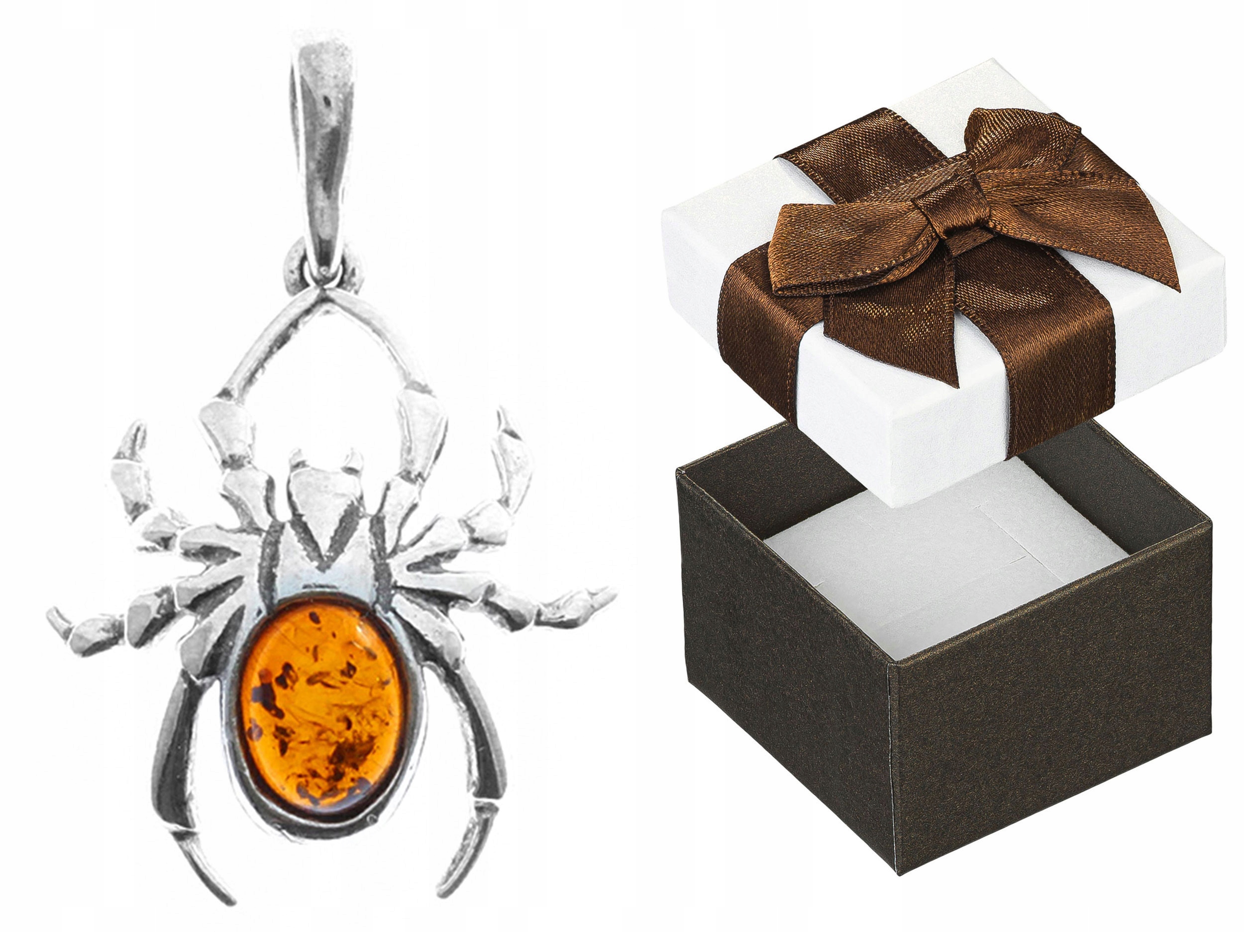 Stříbrný přívěsek Klíště s jantarem Malý oxidovaný Přívěsek Hmyz