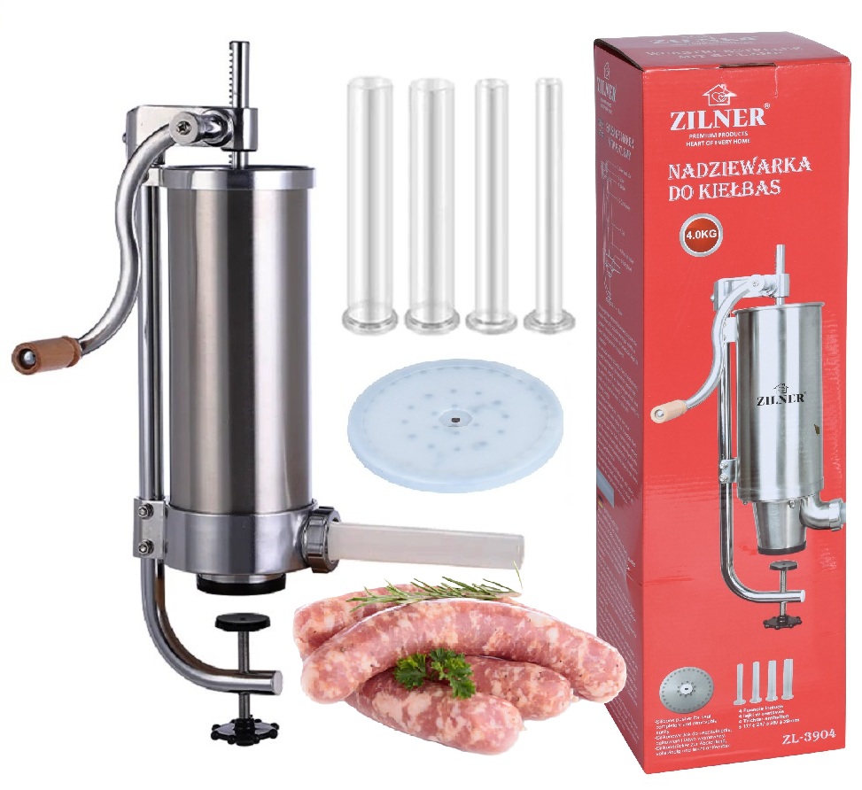 Nadziewarka 4KG Maszynka Kiełbas 4X Lejki Nabijarka Gastronomiczna Pionowa