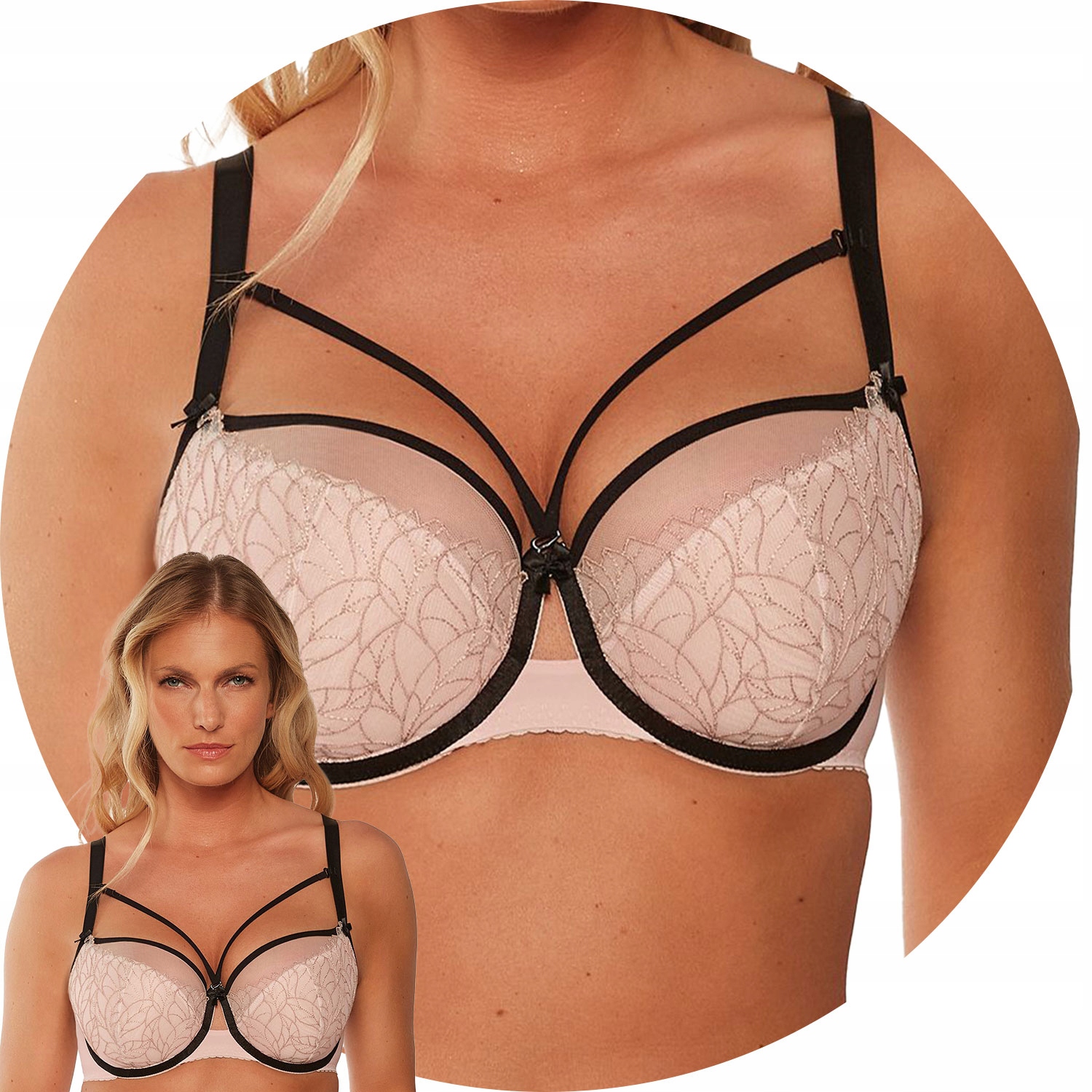 Gaia 1240 Leonia Biustonosz półusztywniany Semi Soft perłowo-czarny 85C