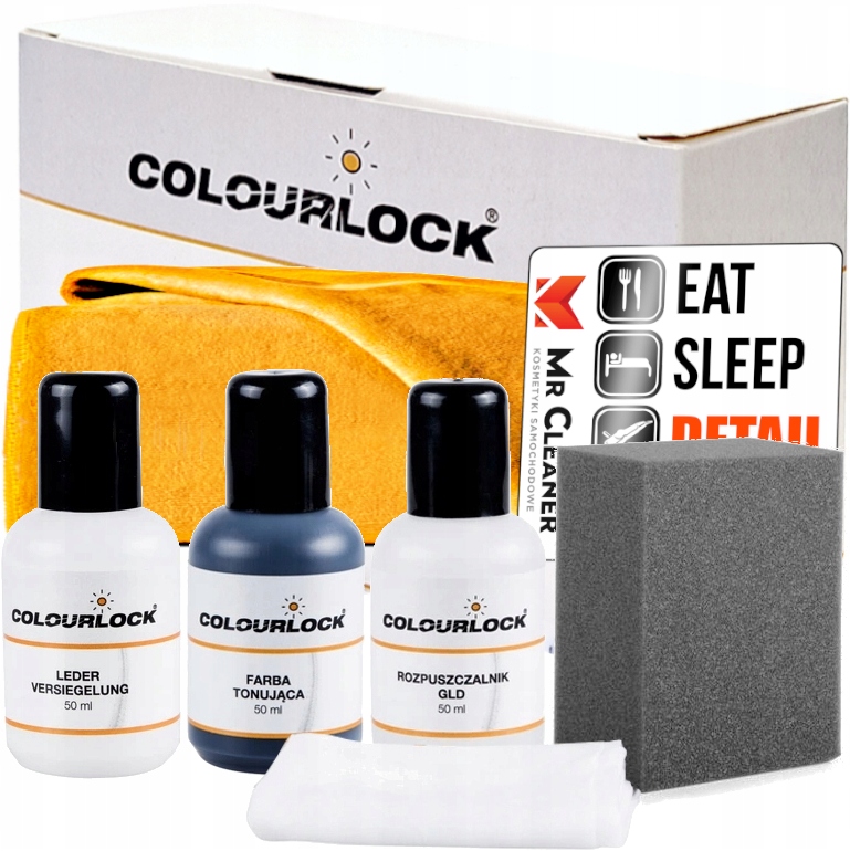 FARBA CZARNA DO RENOWACJI NAPRAWA SKÓRY W AUCIE MALOWANIE KIEROWNICY ZESTAW